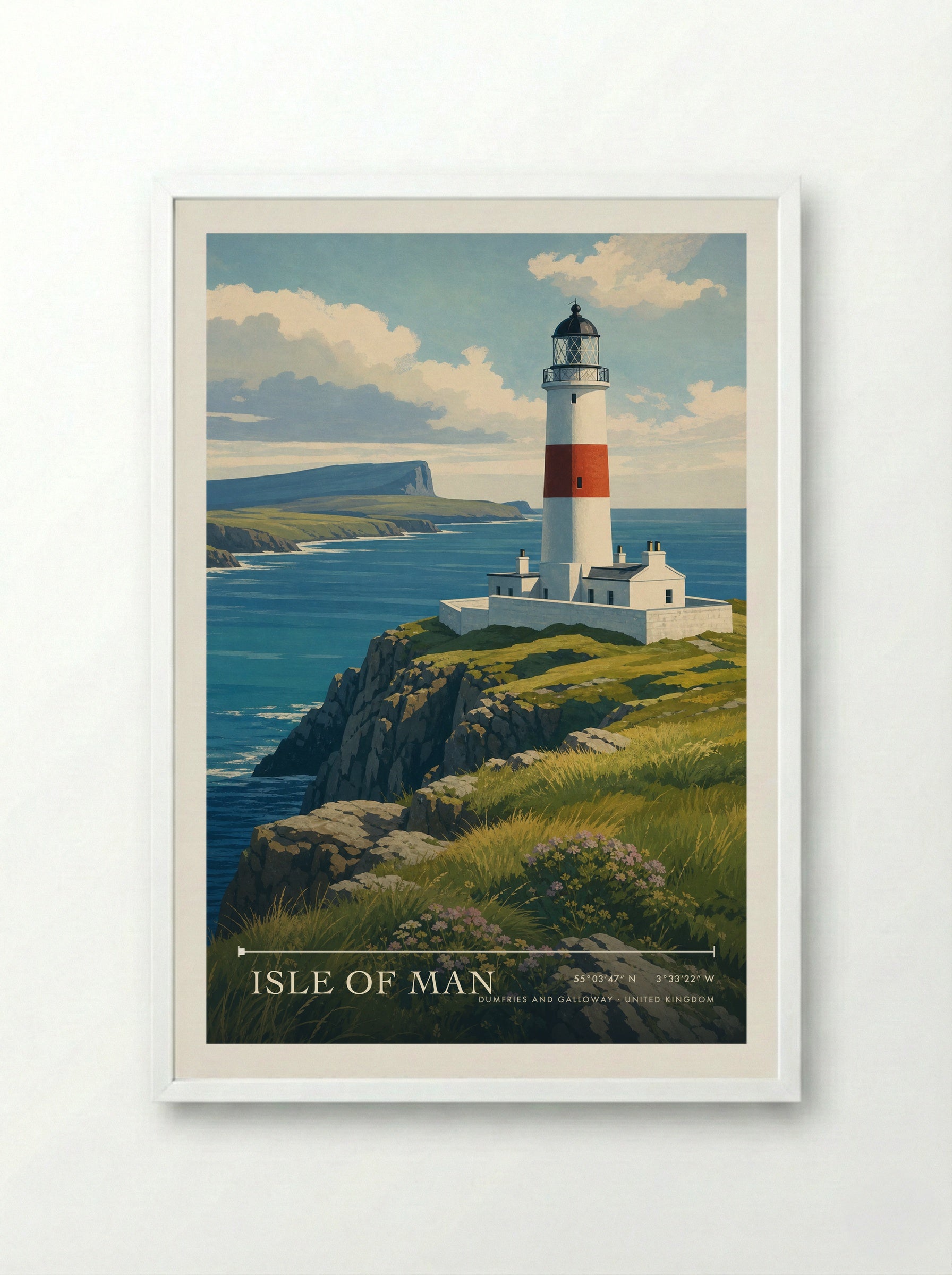 Isle of Man Dumfries and Galloway United Kingdom Travel Poster - Framed Print White