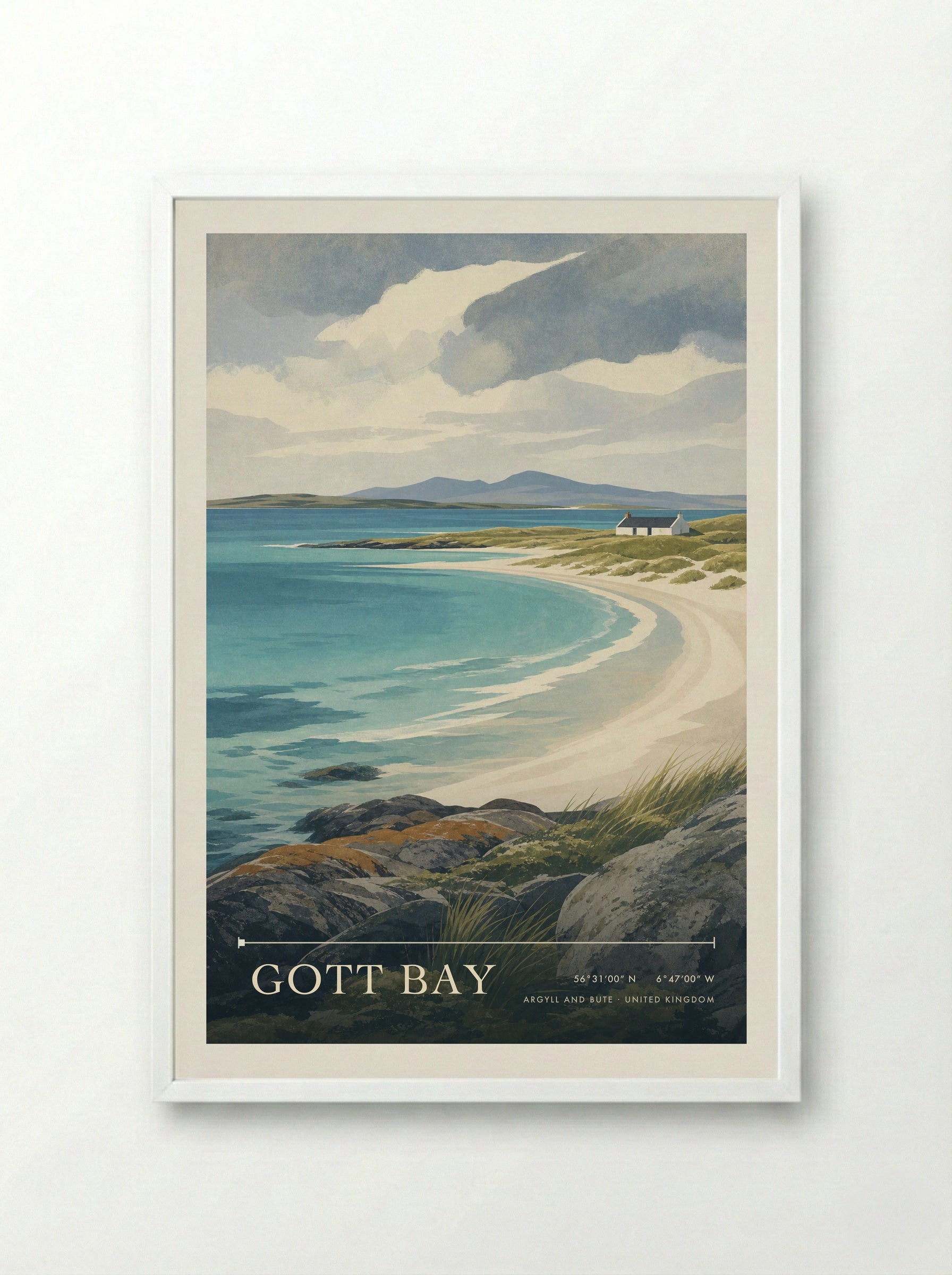 Gott Bay Argyll and Bute United Kingdom Travel Poster - Framed Print White