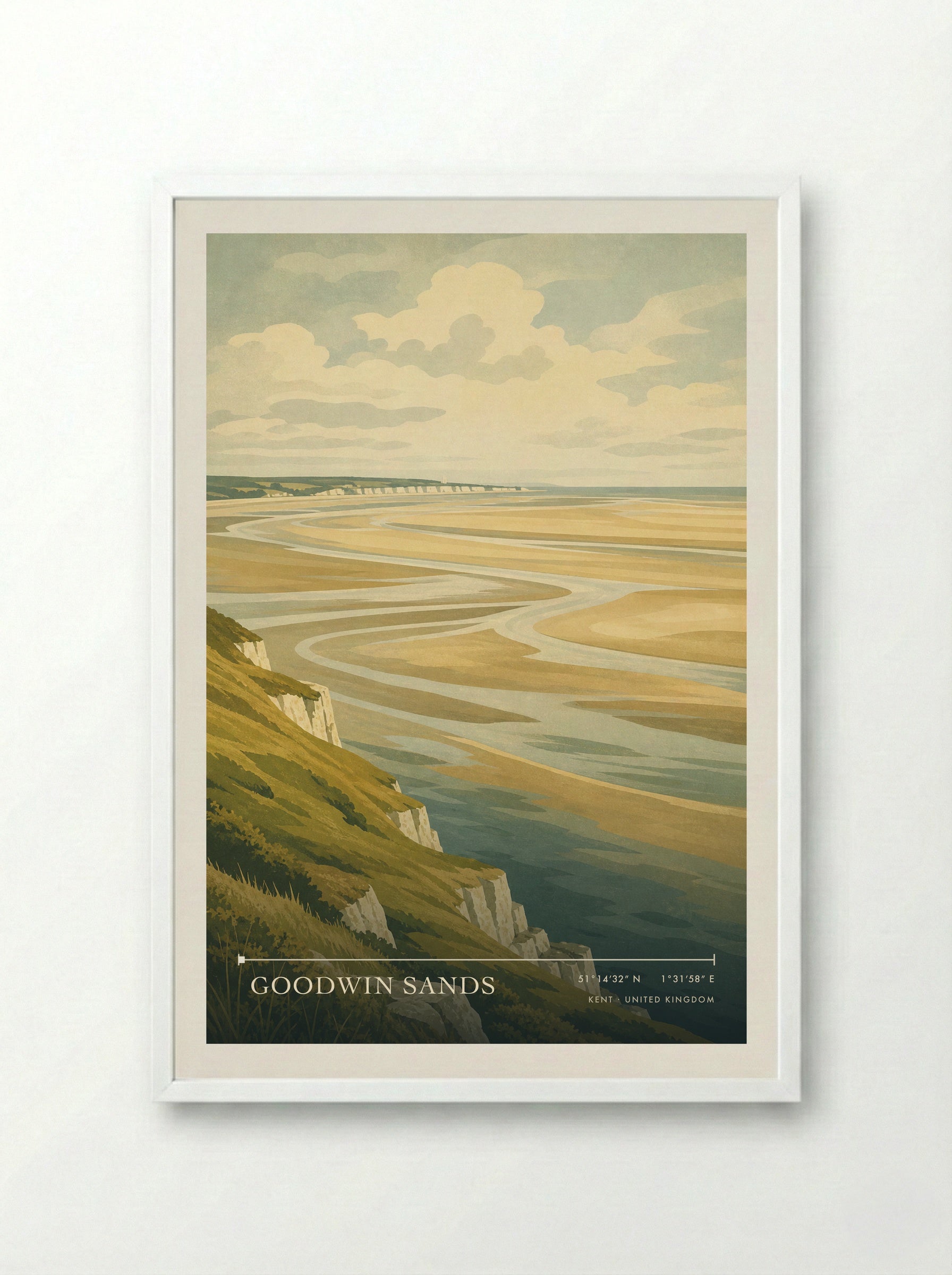 Goodwin Sands Kent United Kingdom Travel Poster - Framed Print White