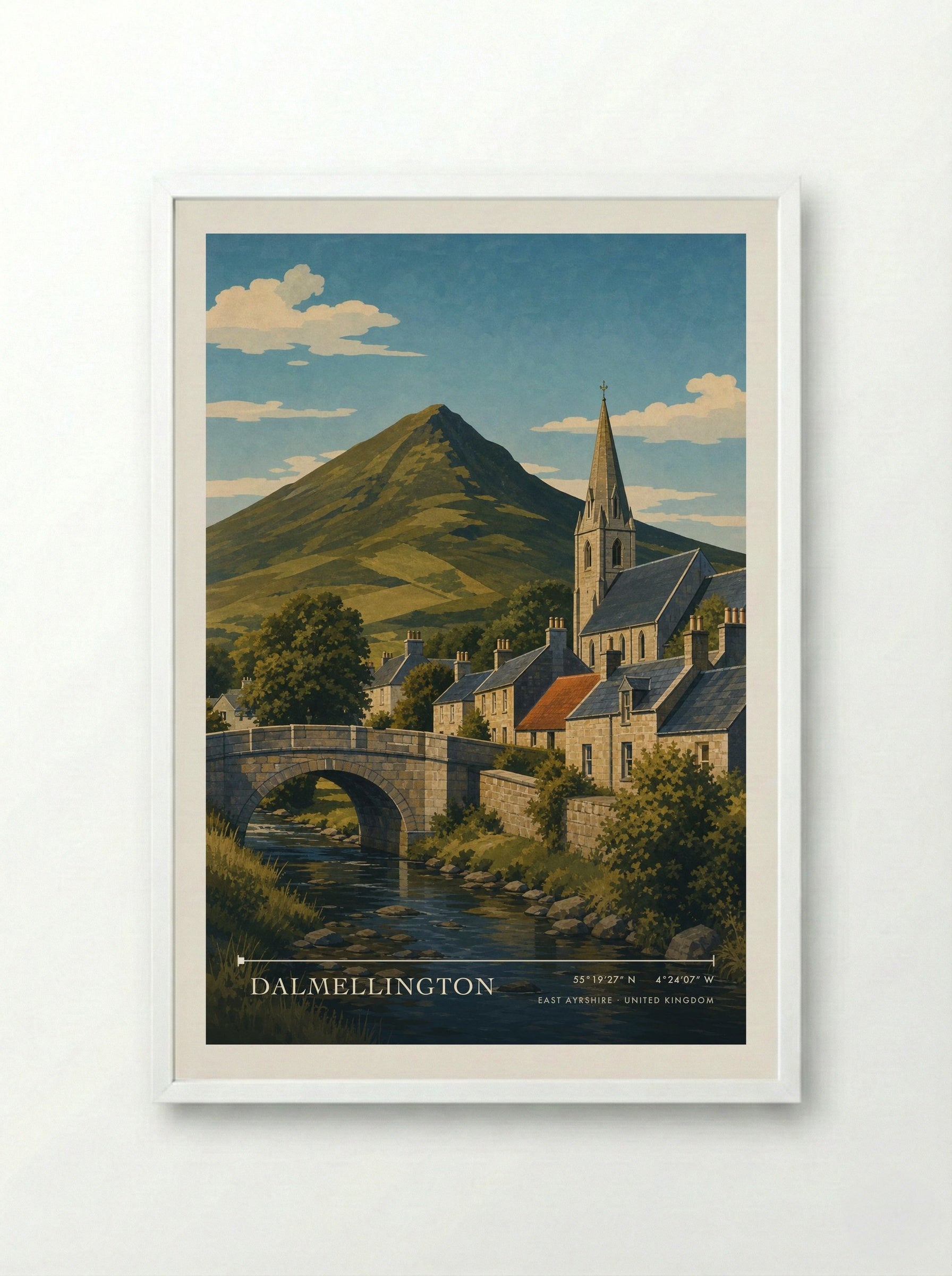 Dalmellington East Ayrshire United Kingdom Travel Poster - Framed Print White