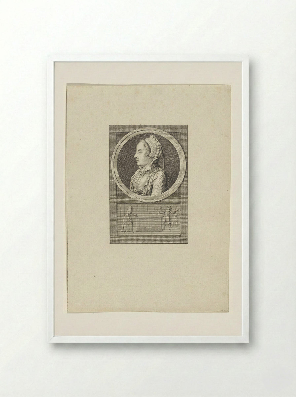Portret van Margaretha Coppier - Reinier Vinkeles - Framed Print White