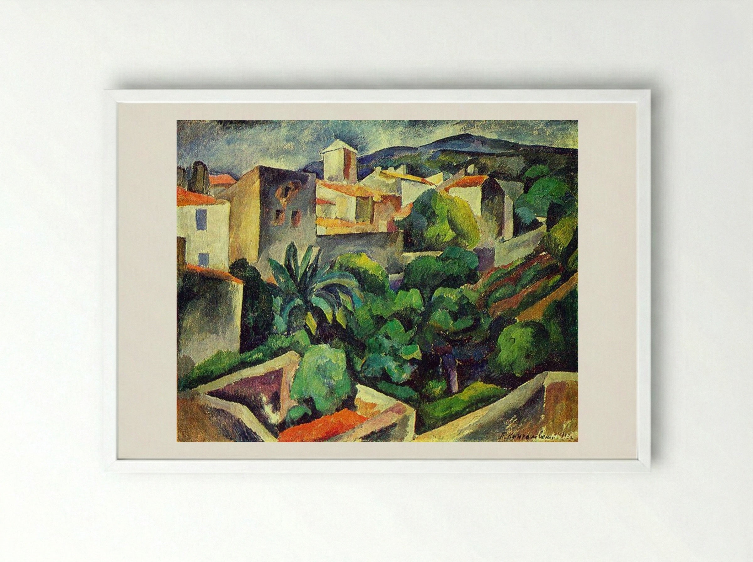 Cassis. The view from the window - Pyotr Konchalovsky - Framed Print White
