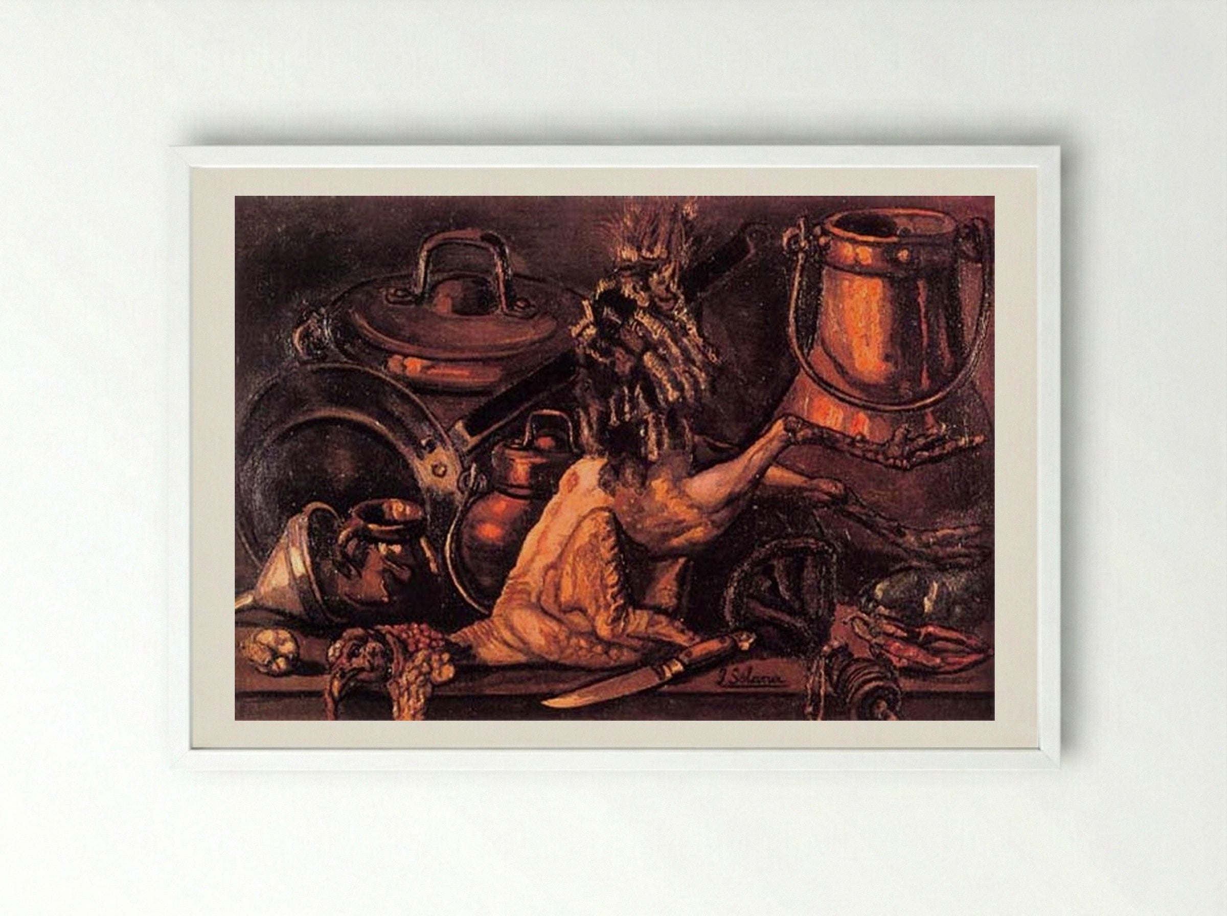 Still Life with Dead Turkey - José Gutiérrez Solana - Framed Print White