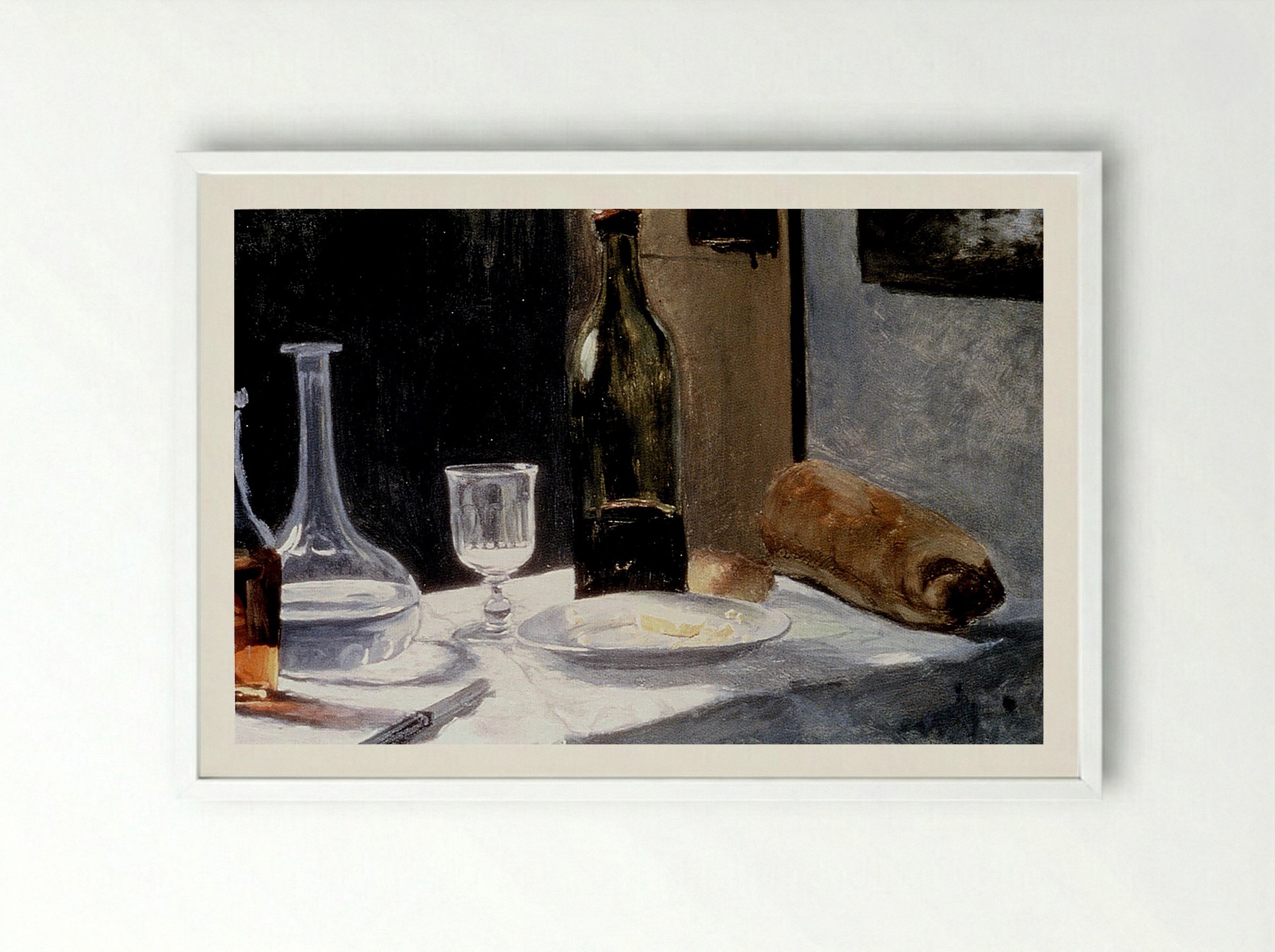 Still Life with Bottles - Édouard Manet - Framed Print White