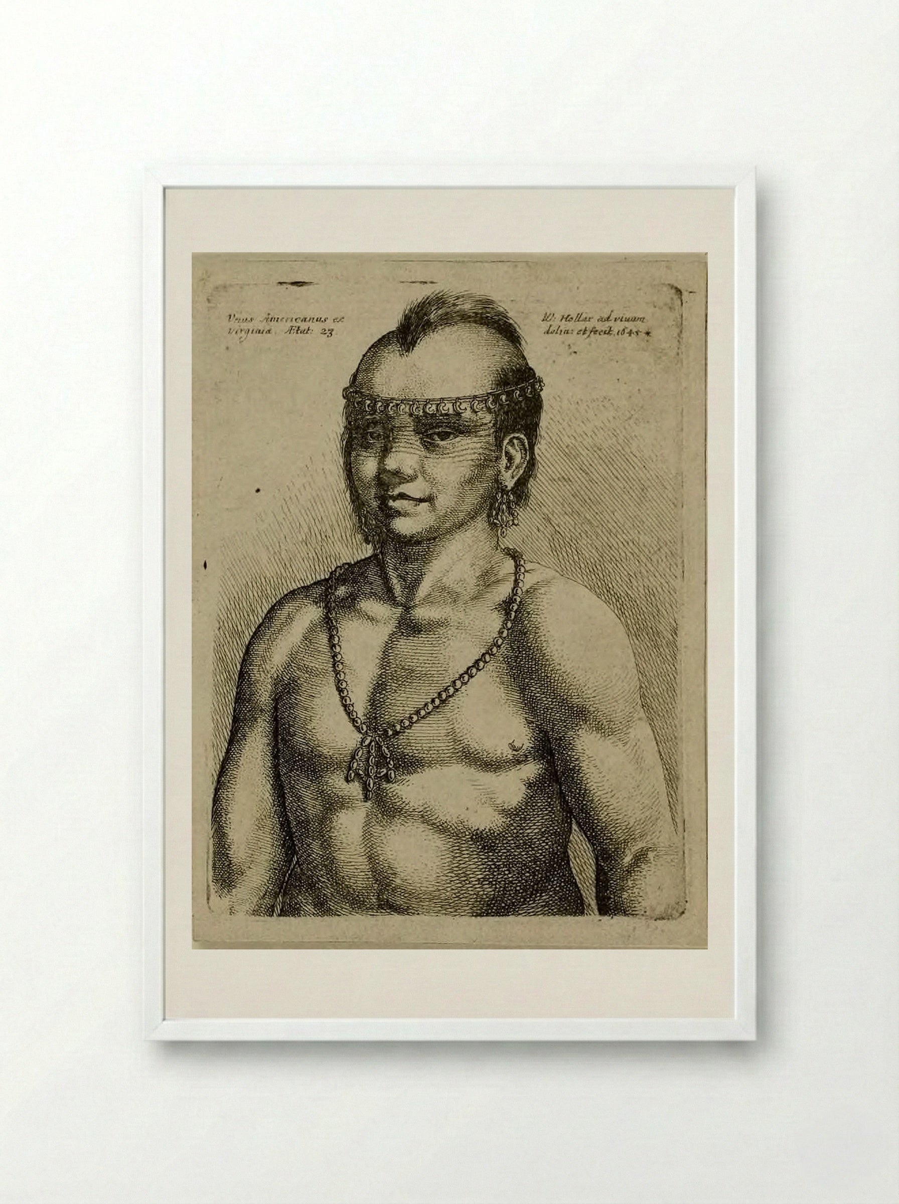Unus Americanus ex Virginia - Wenceslaus Hollar - Framed Print White