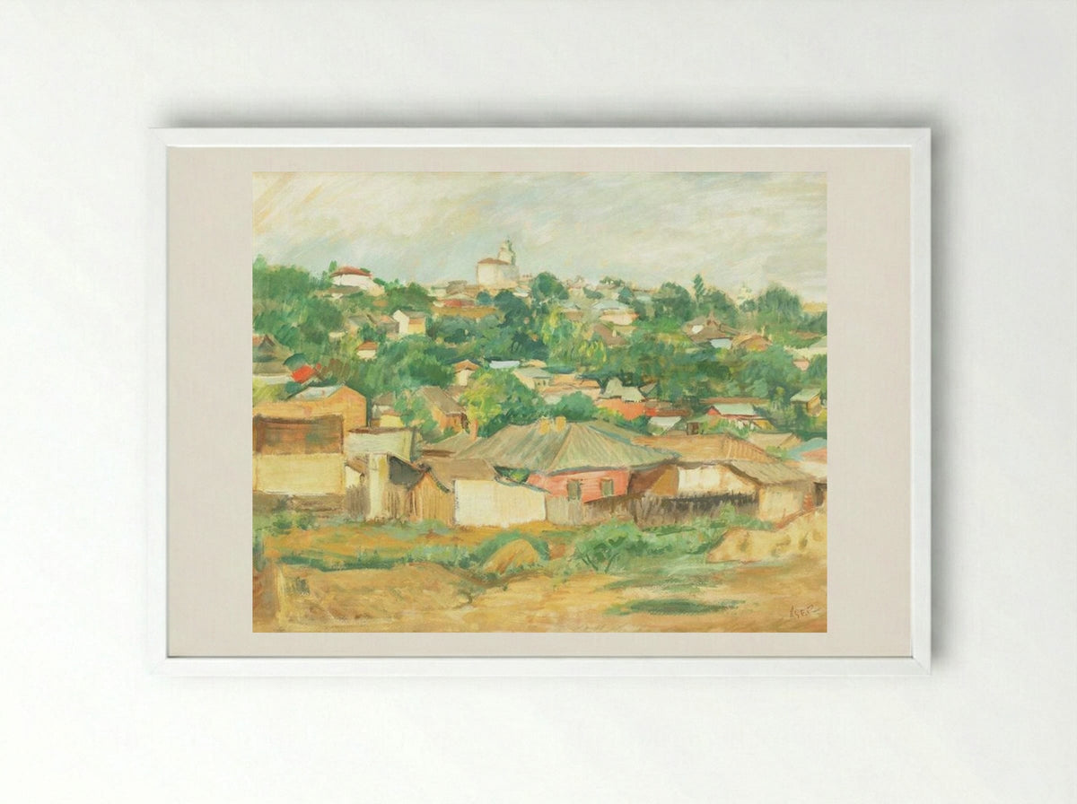 Houses on the Outskirts of Bucharest - Iosif Iser - Framed Print White