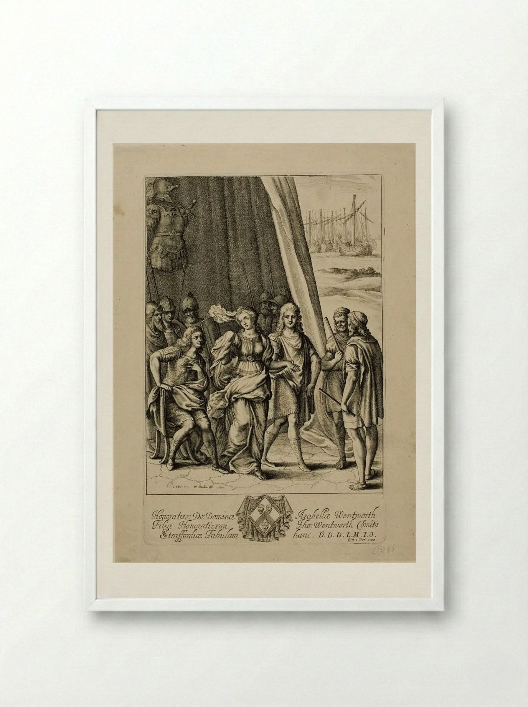 Briseis and Achilles - Wenceslaus Hollar - Framed Print White
