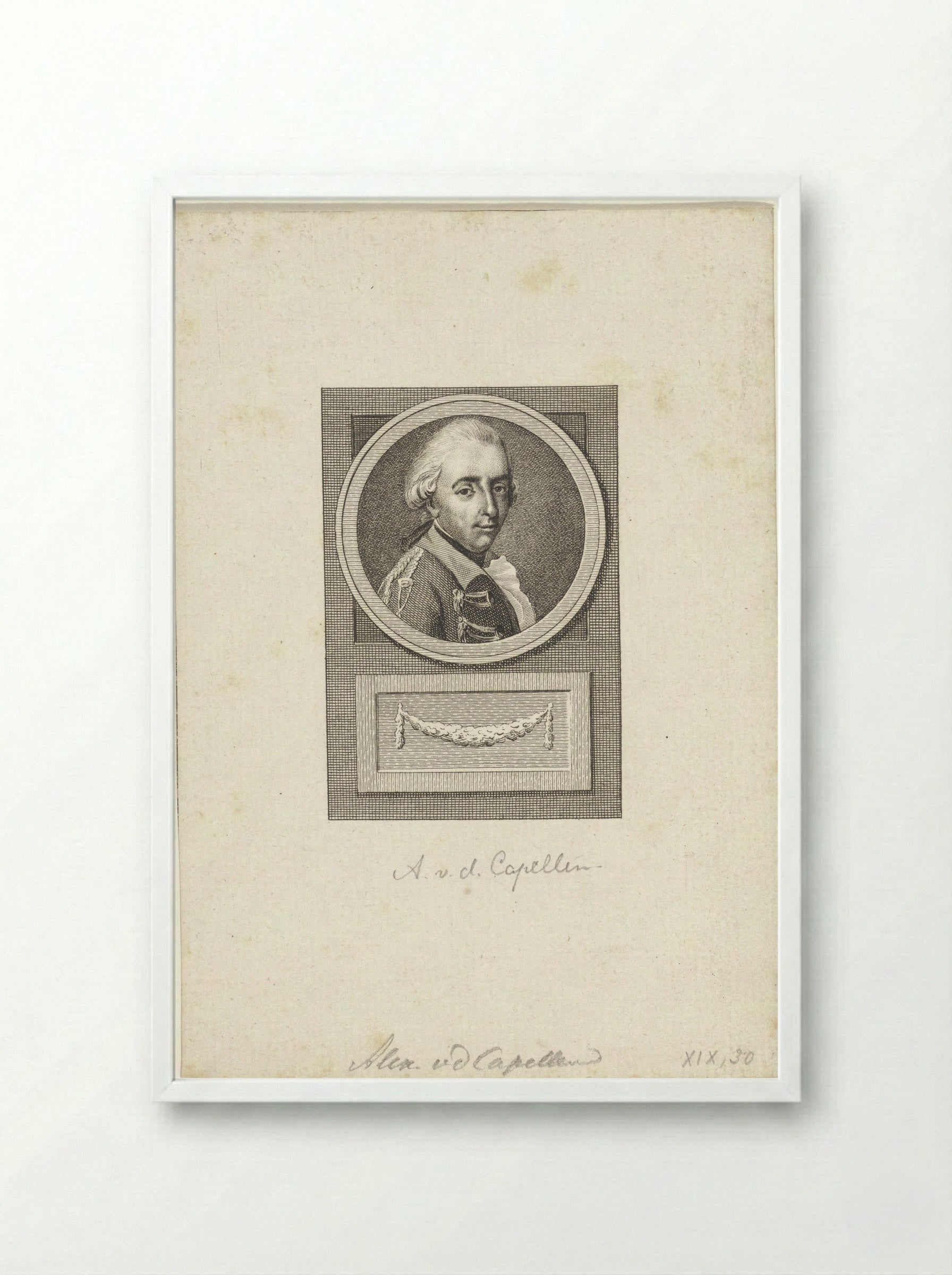 Portret van Alexander Philip van der Capellen - Reinier Vinkeles - Framed Print White