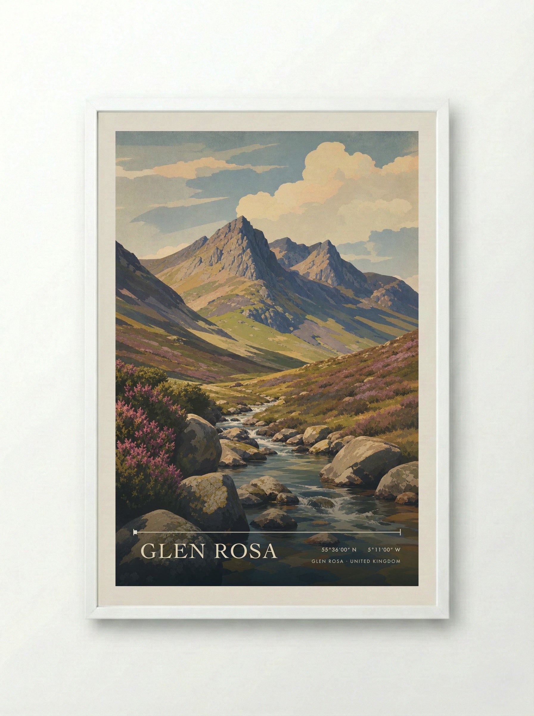 Glen Rosa United Kingdom Travel Poster - Framed Print White