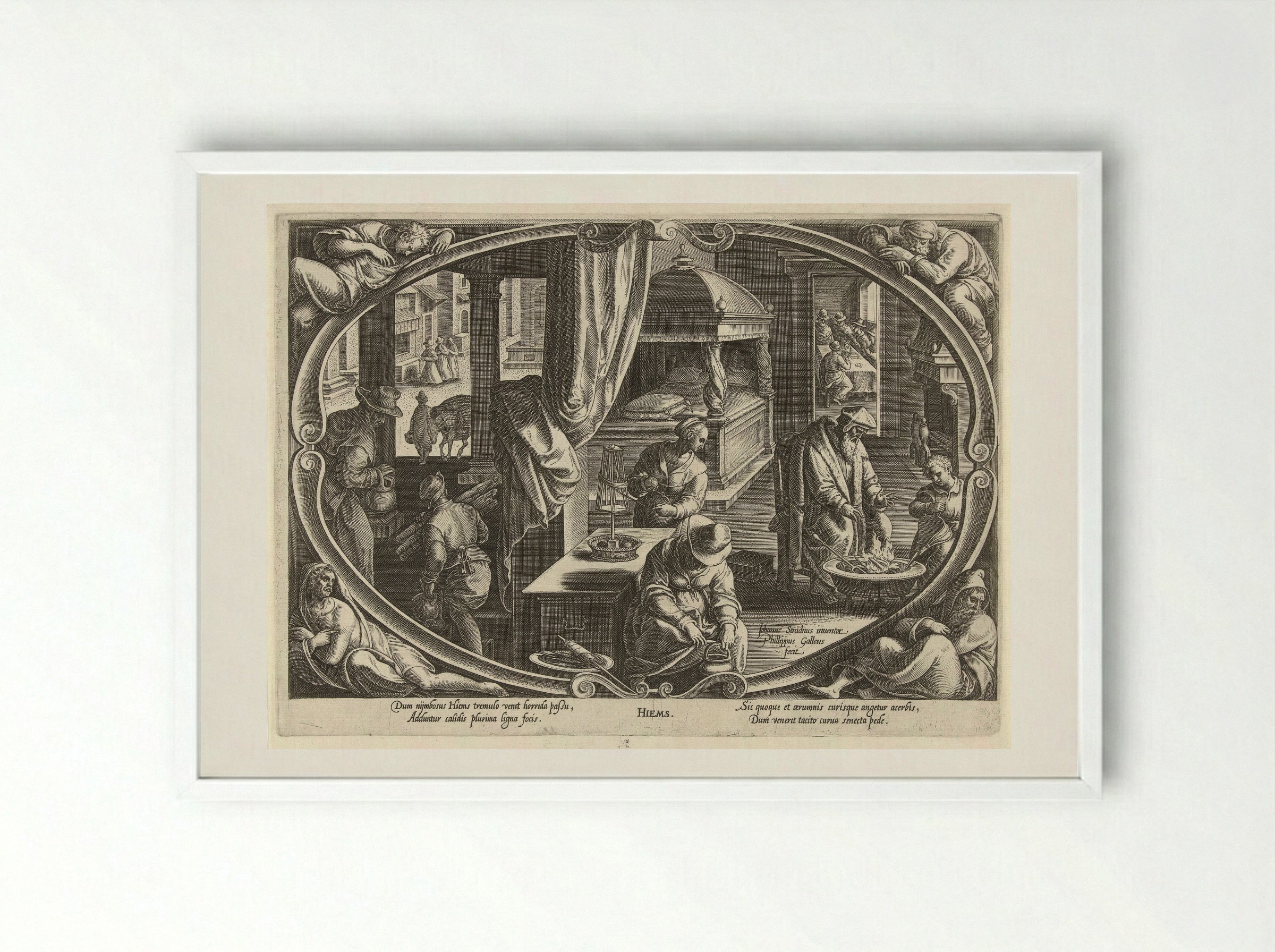Winter (Hiems) - Philips Galle - Framed Print White