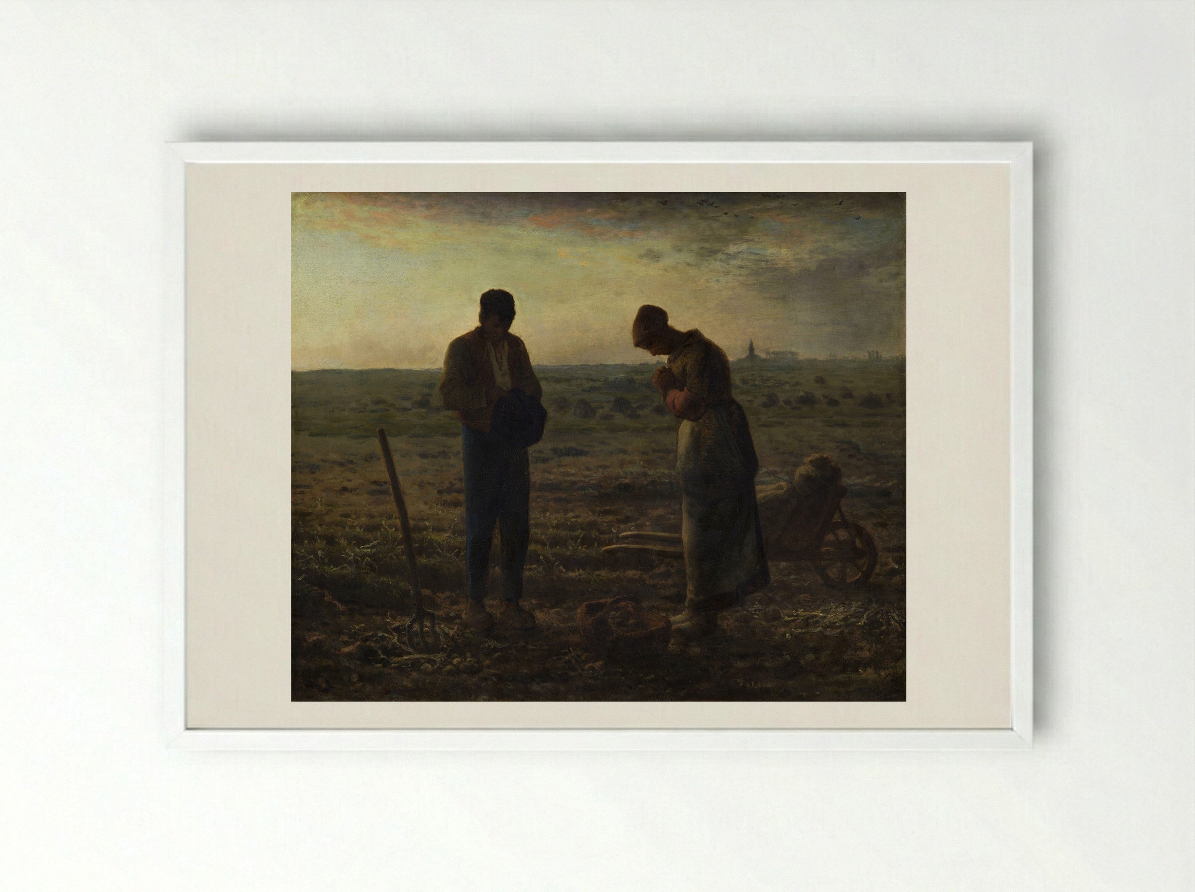 The Angelus - Jean-François Millet - Framed Print White