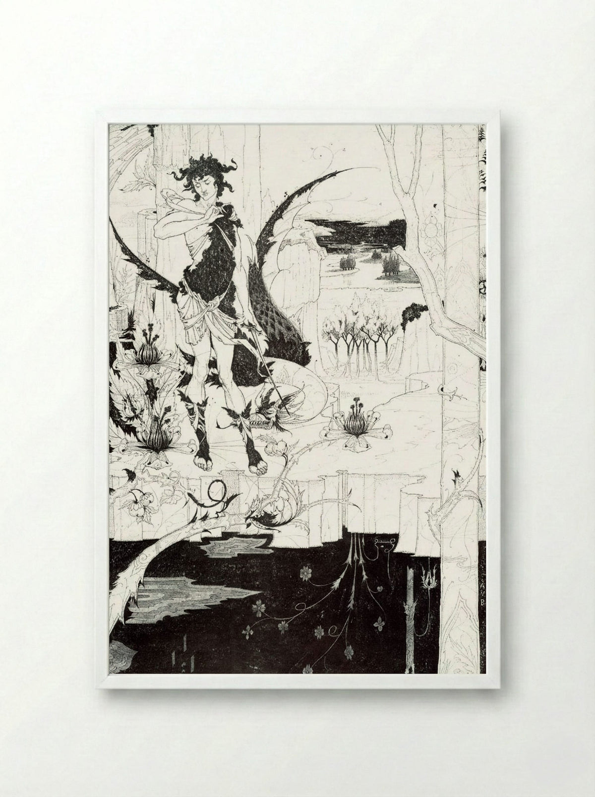 Illustration to _Siegfried_, Act II - Arthur Rackham - Framed Print White