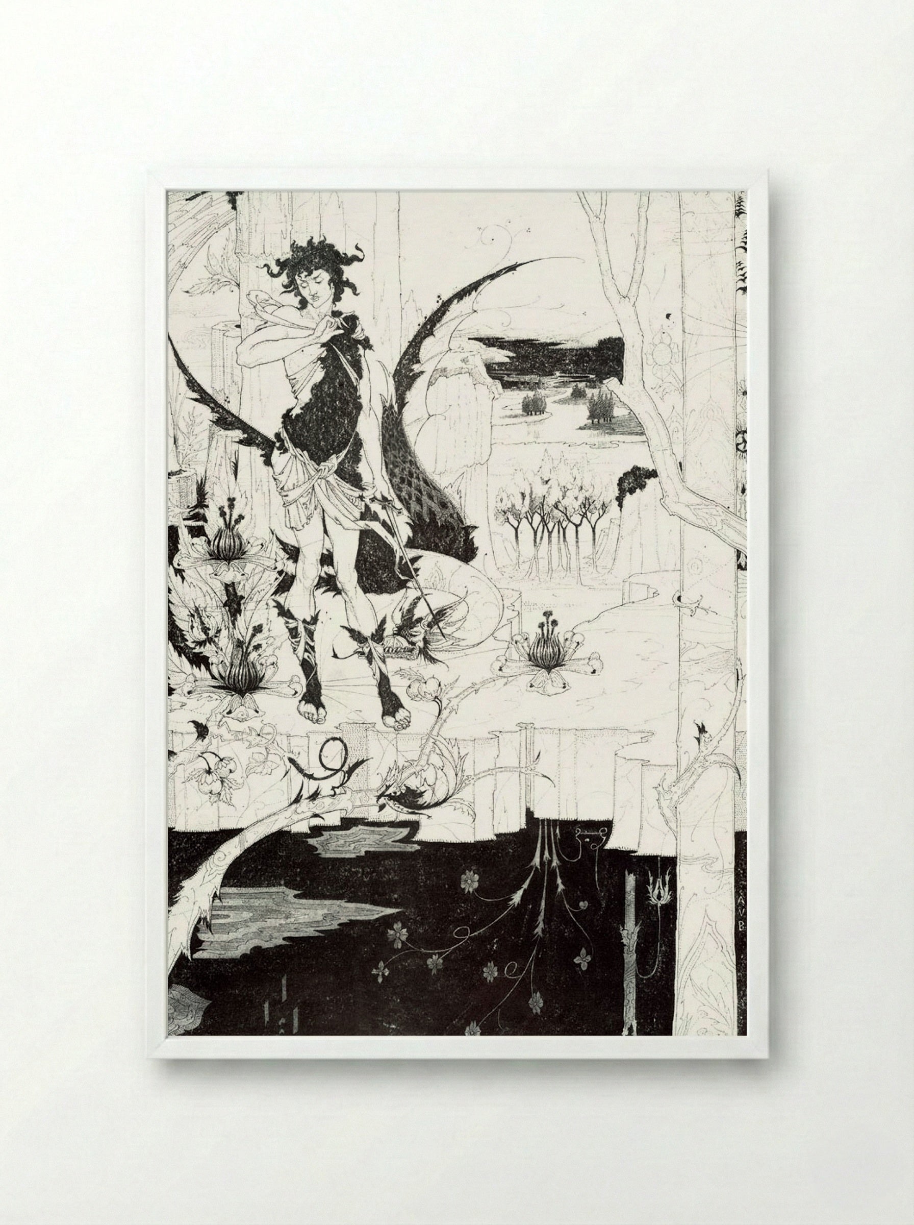 Illustration to _Siegfried_, Act II - Arthur Rackham - Framed Print White