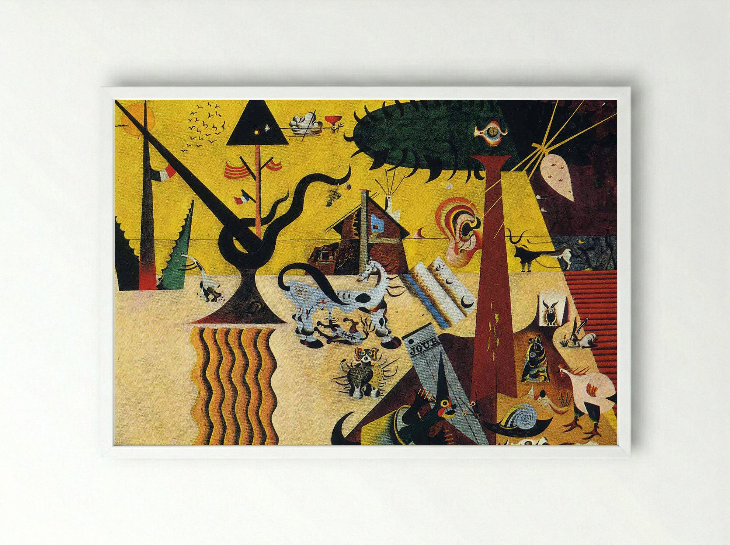 The Tilled Field - Joan Miró - Framed Print White