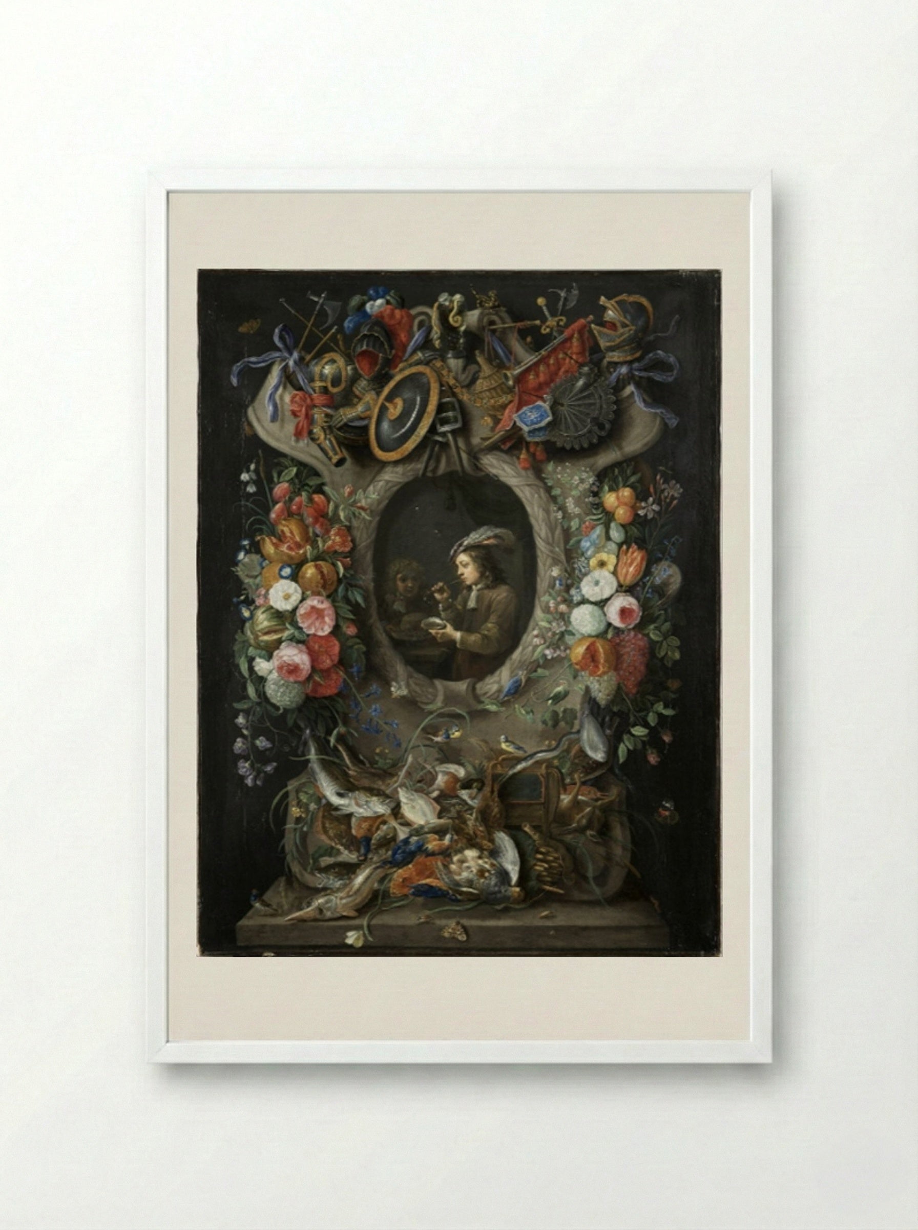 The Soap Bubbles - Jan van Kessel the Elder - Framed Print White