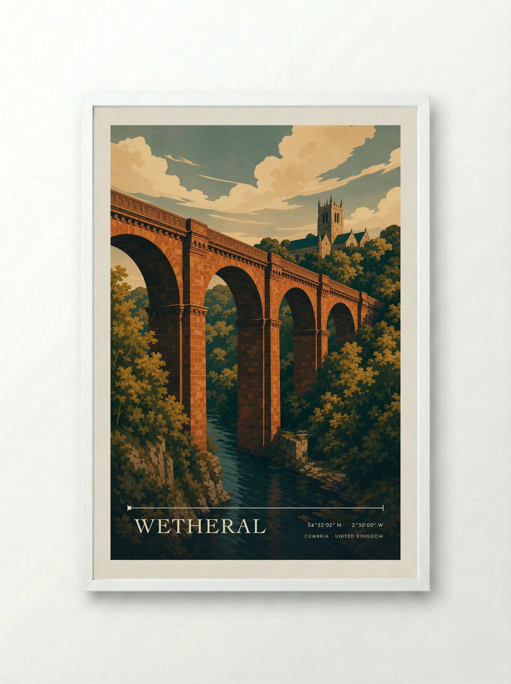 Wetheral Cumbria United Kingdom Travel Poster - Framed Print White