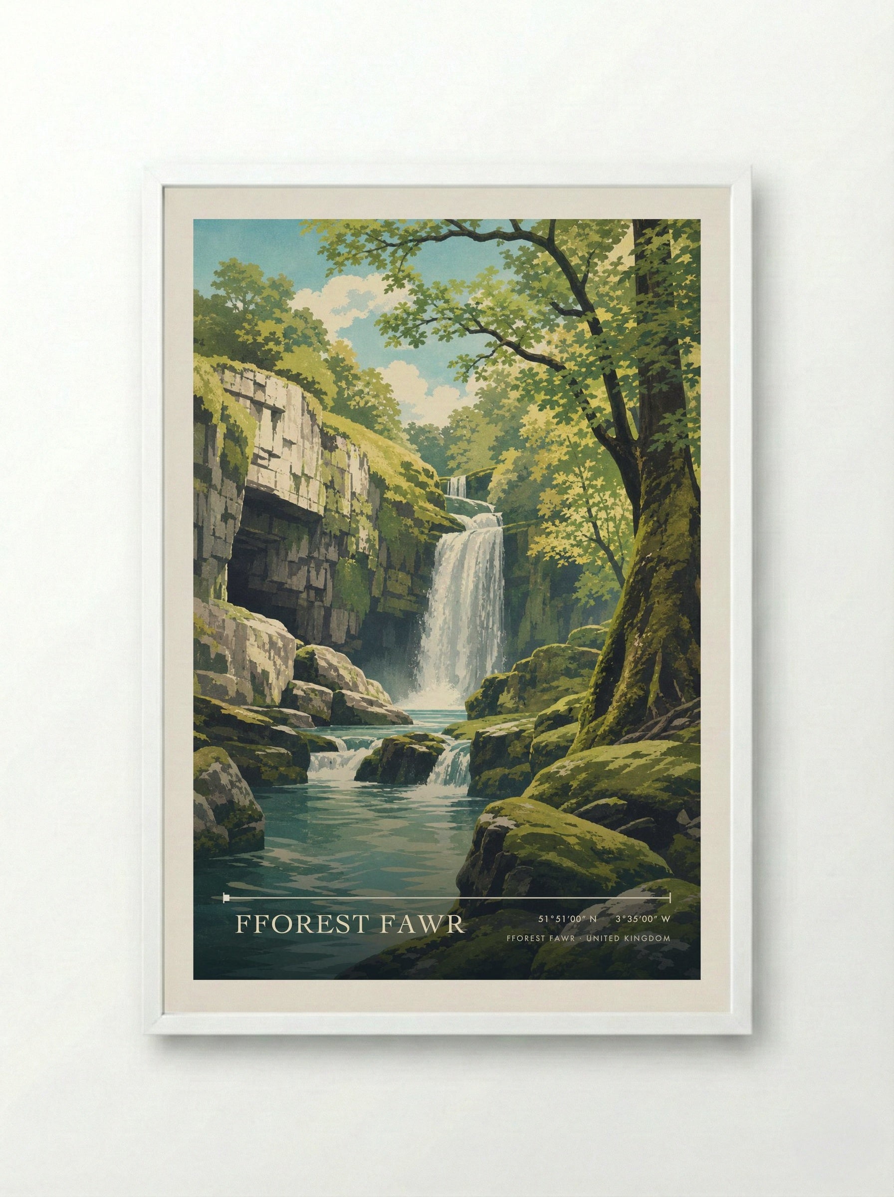 Fforest Fawr United Kingdom Travel Poster - Framed Print White
