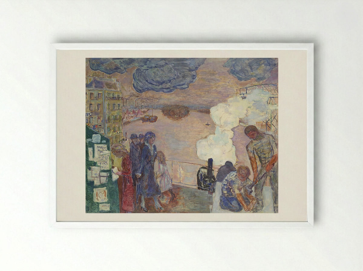 Workers on the Banks of the Seine - Maximilian Kurzweil - Framed Print White