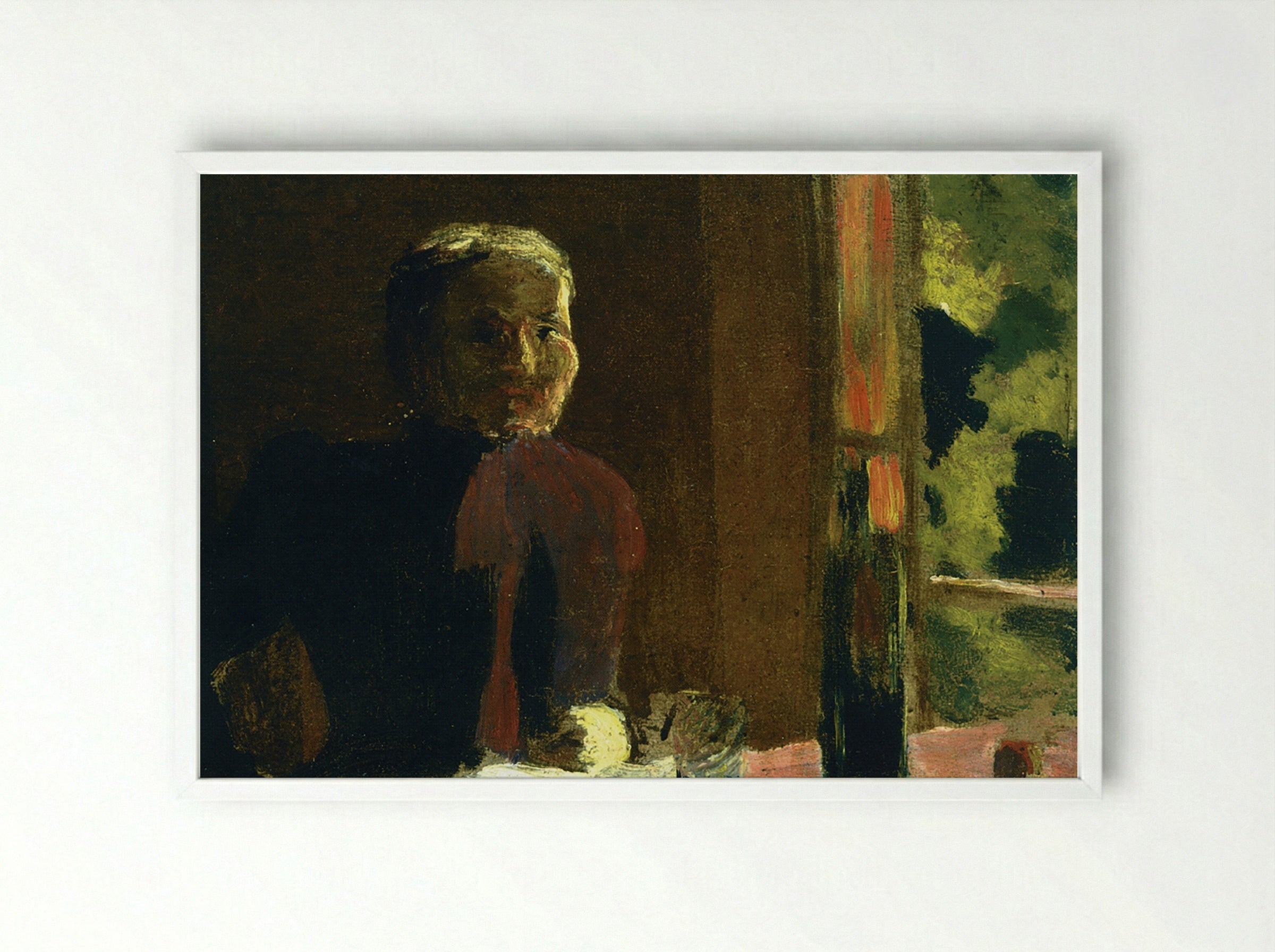 Madame Vuillard at Table - Édouard Vuillard - Framed Print White