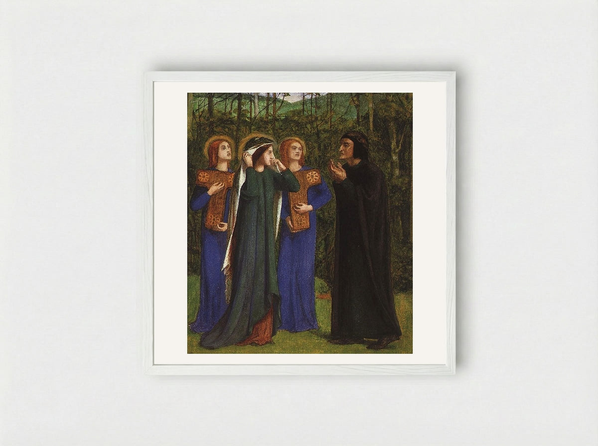 The Meeting of Dante and Beatrice in Paradise - William Blake - Framed Print White