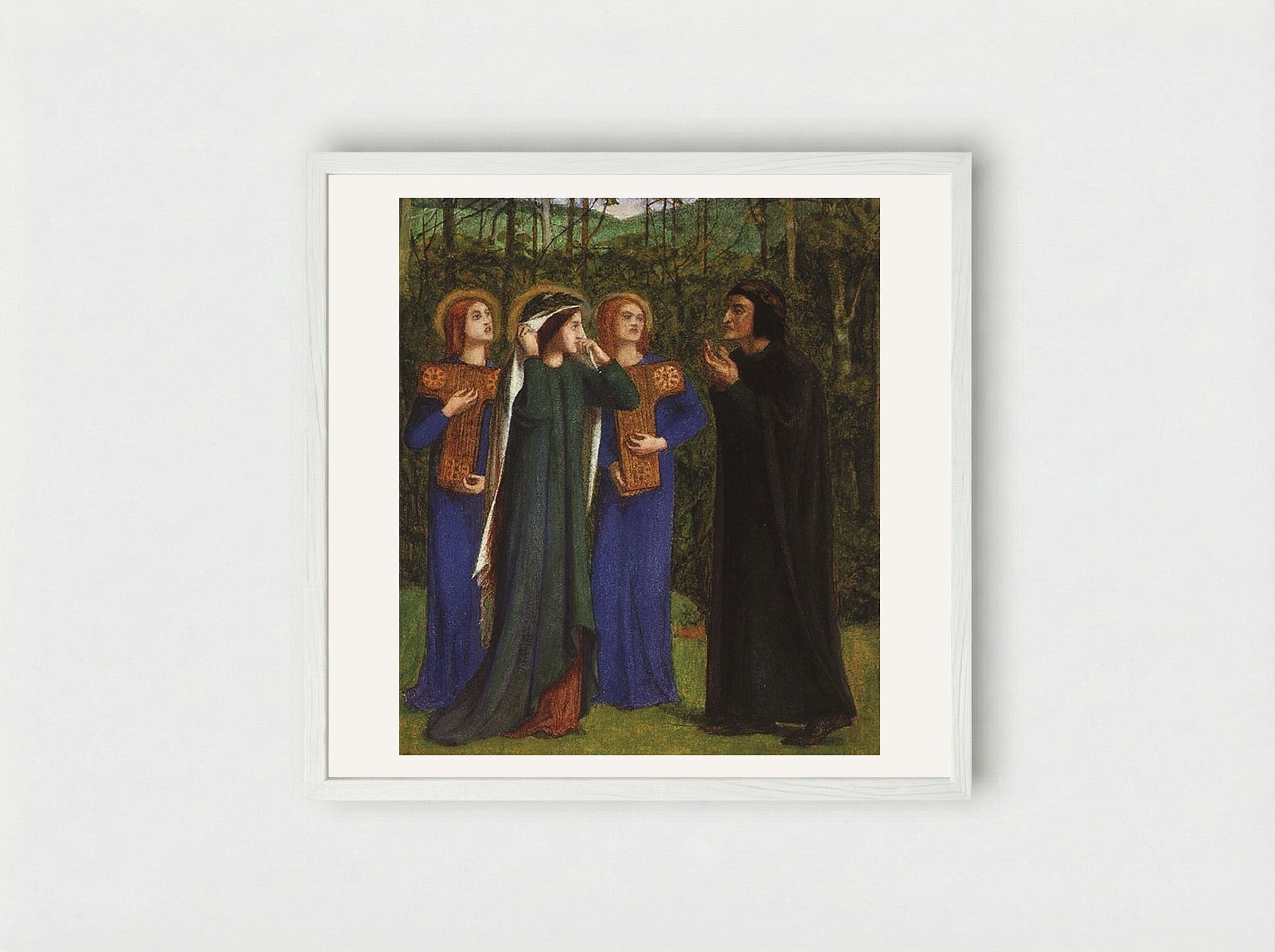 The Meeting of Dante and Beatrice in Paradise - William Blake - Framed Print White