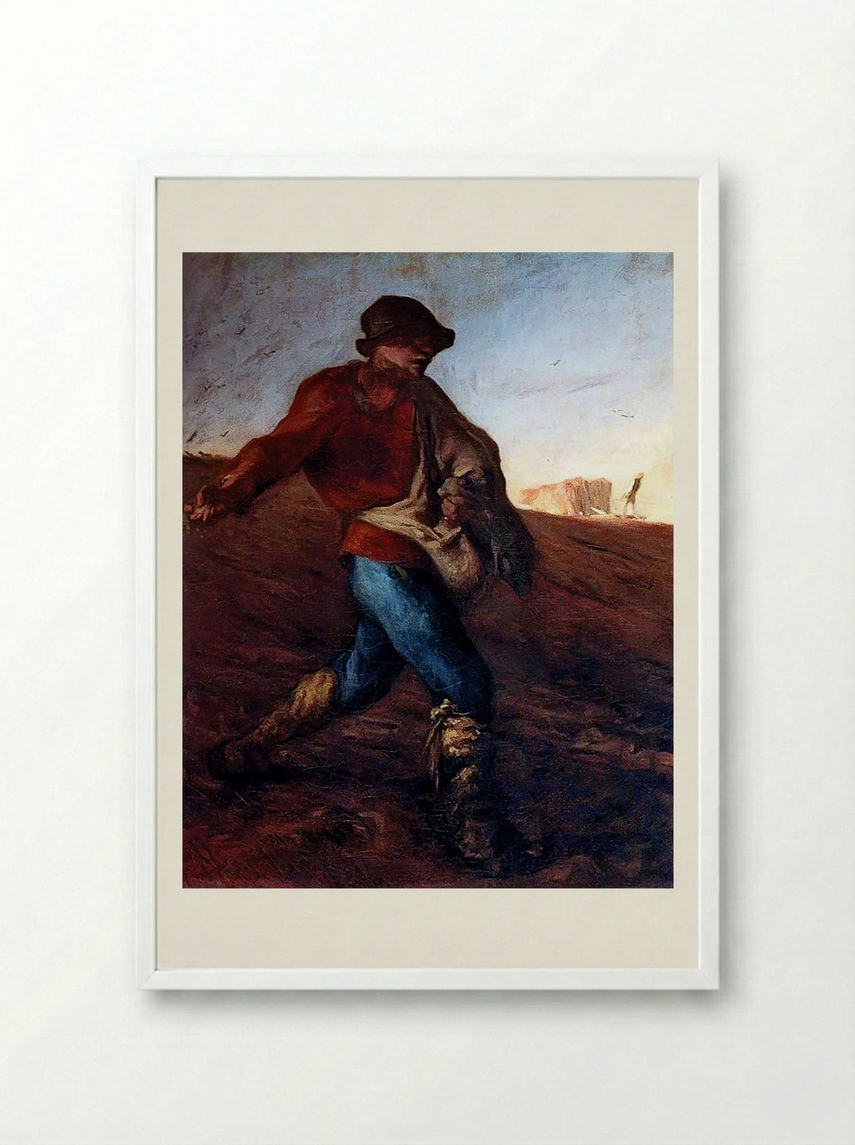 The Sower - Jean-François Millet - Framed Print White