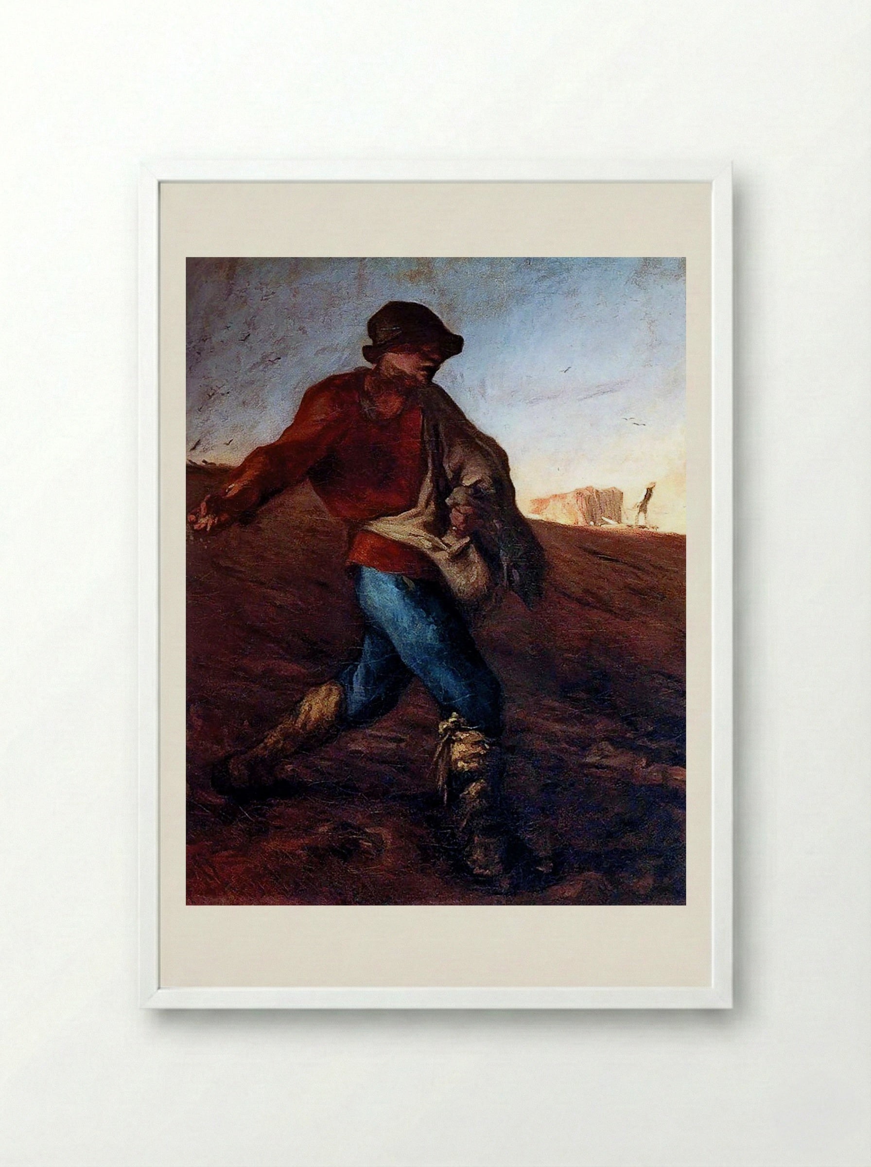 The Sower - Jean-François Millet - Framed Print White