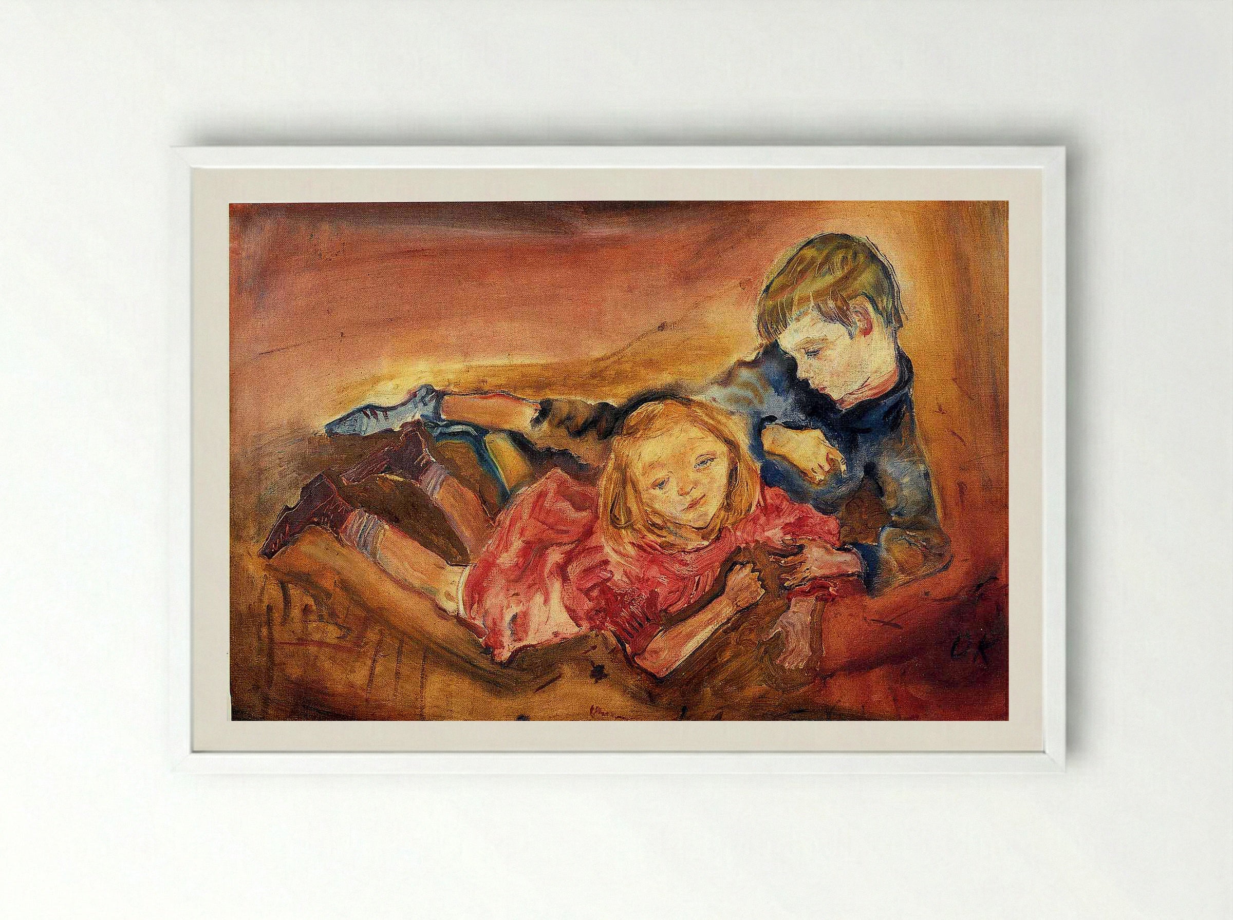 Children Playing - Paula Modersohn-Becker - Framed Print White