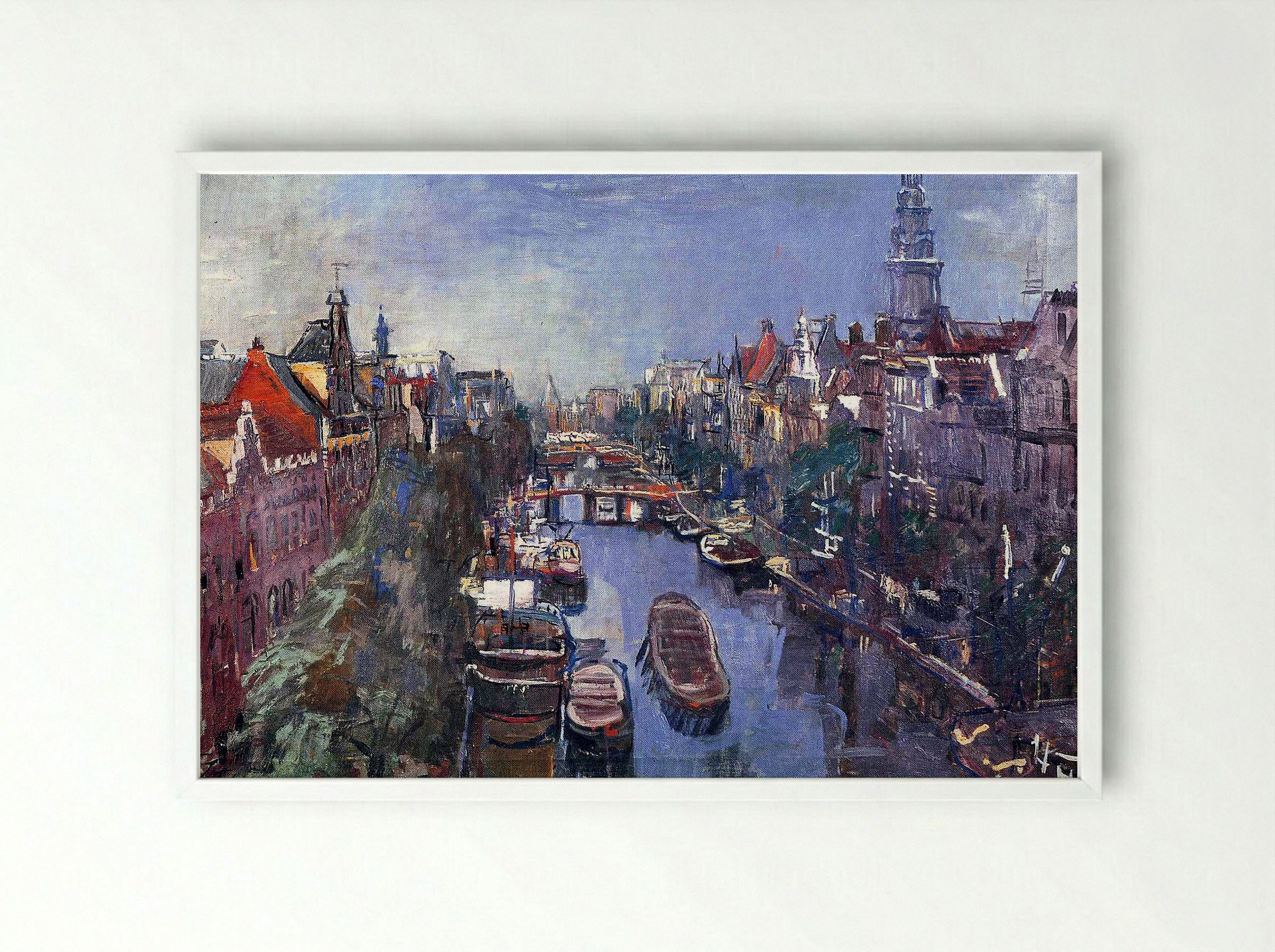 Amsterdam Canal View - Isaac Israëls - Framed Print White