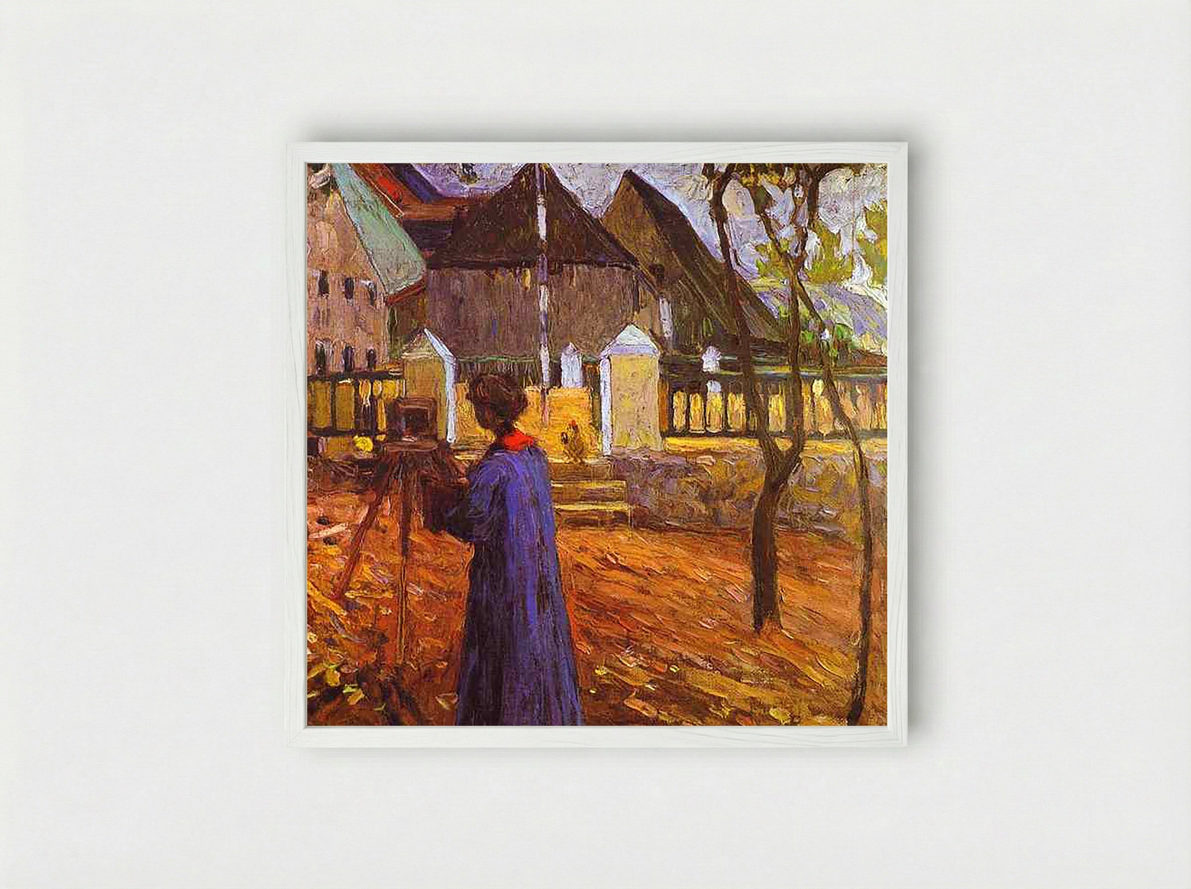 Woman with Camera in Murnau - Gabriele Münter - Framed Print White