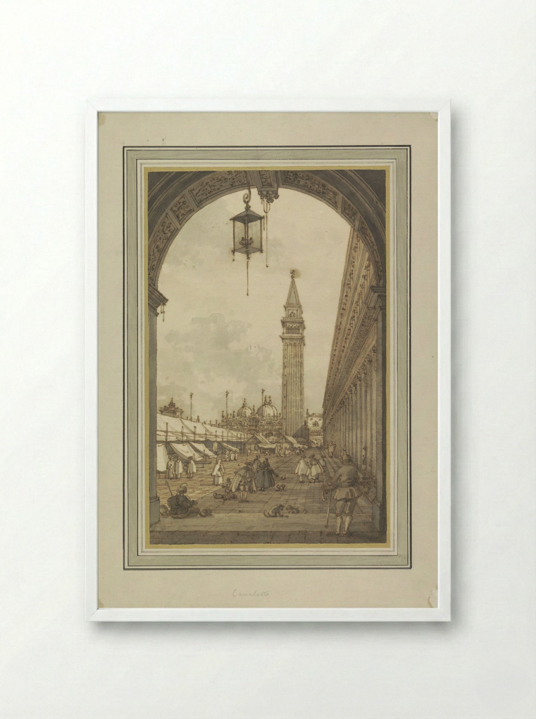 Piazza San Marco, Venice, Seen from the Southwest - Canaletto - Framed Print White