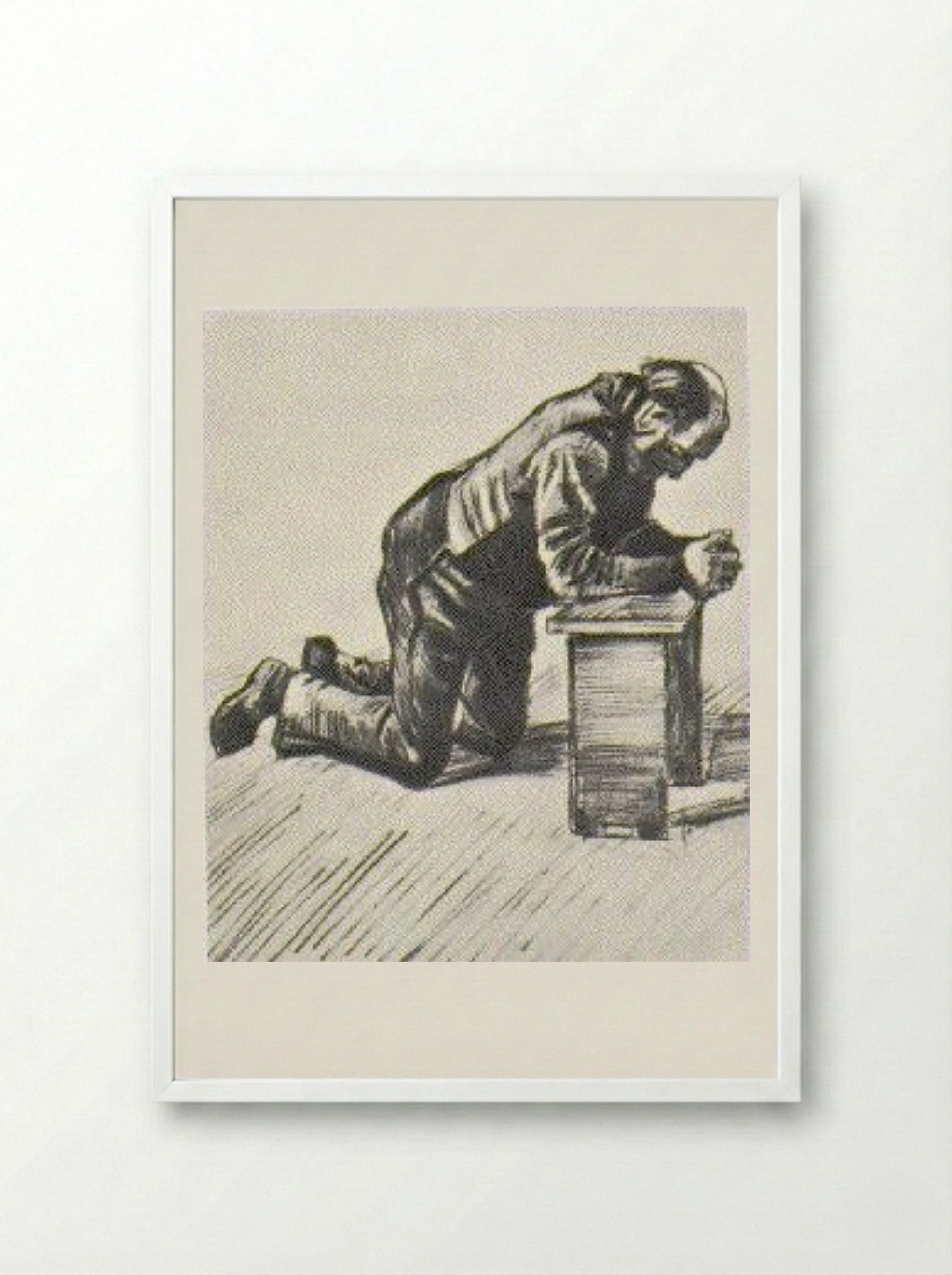 Man Praying - Käthe Kollwitz - Framed Print White