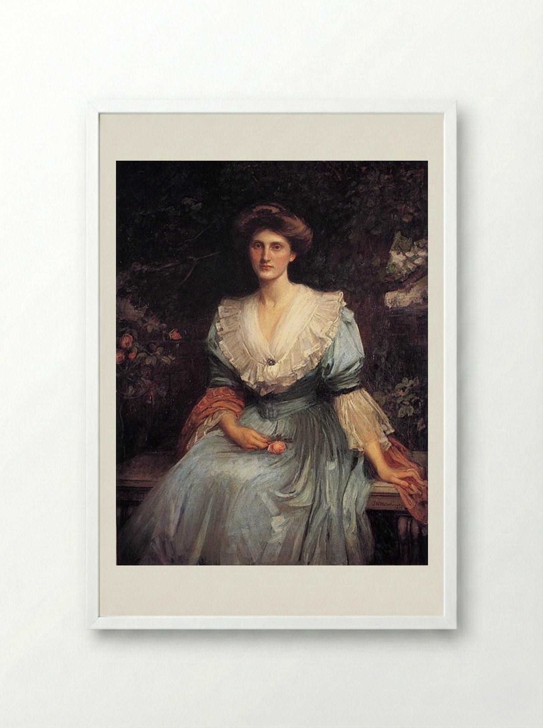 Lady Violet Henderson - John William Waterhouse - Framed Print White