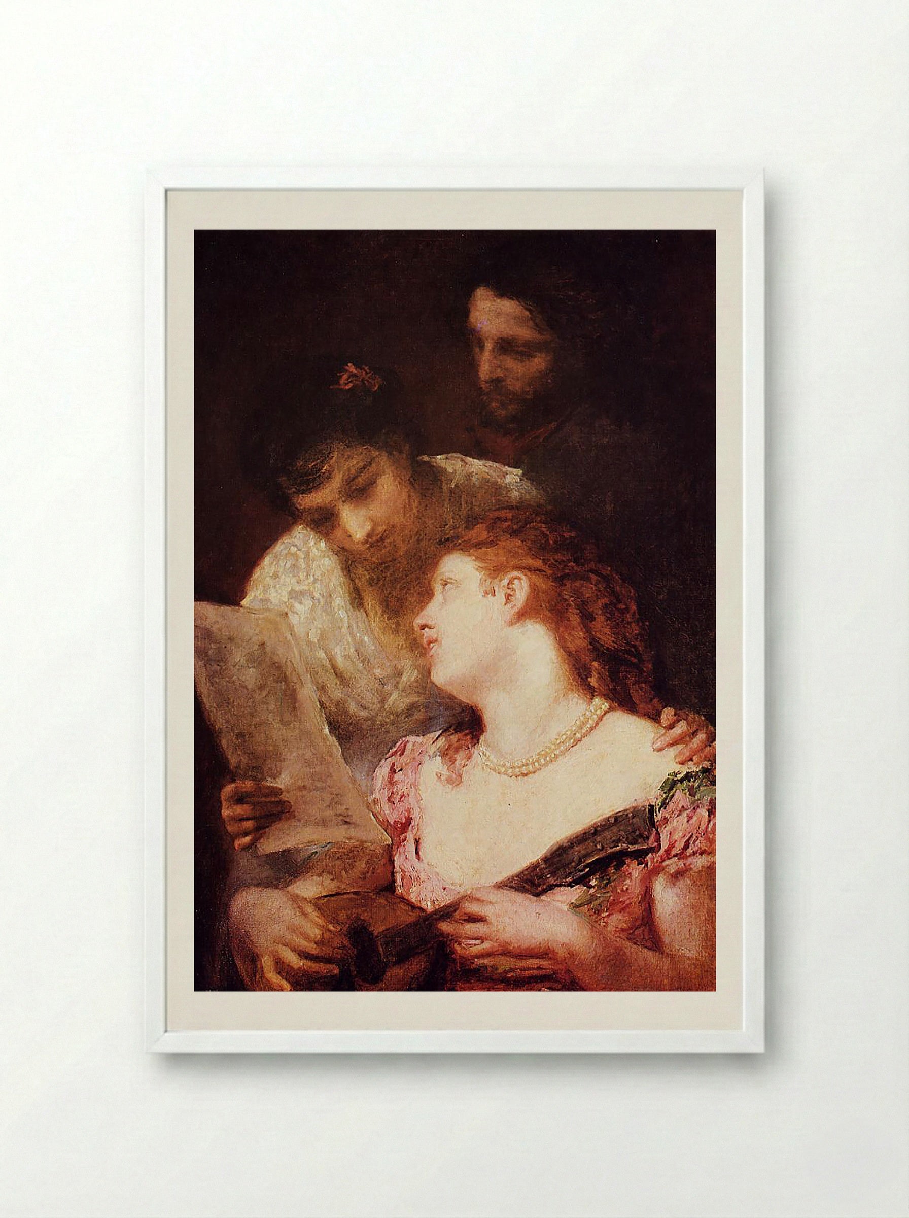 A Musical Party - Ford Madox Brown - Framed Print White