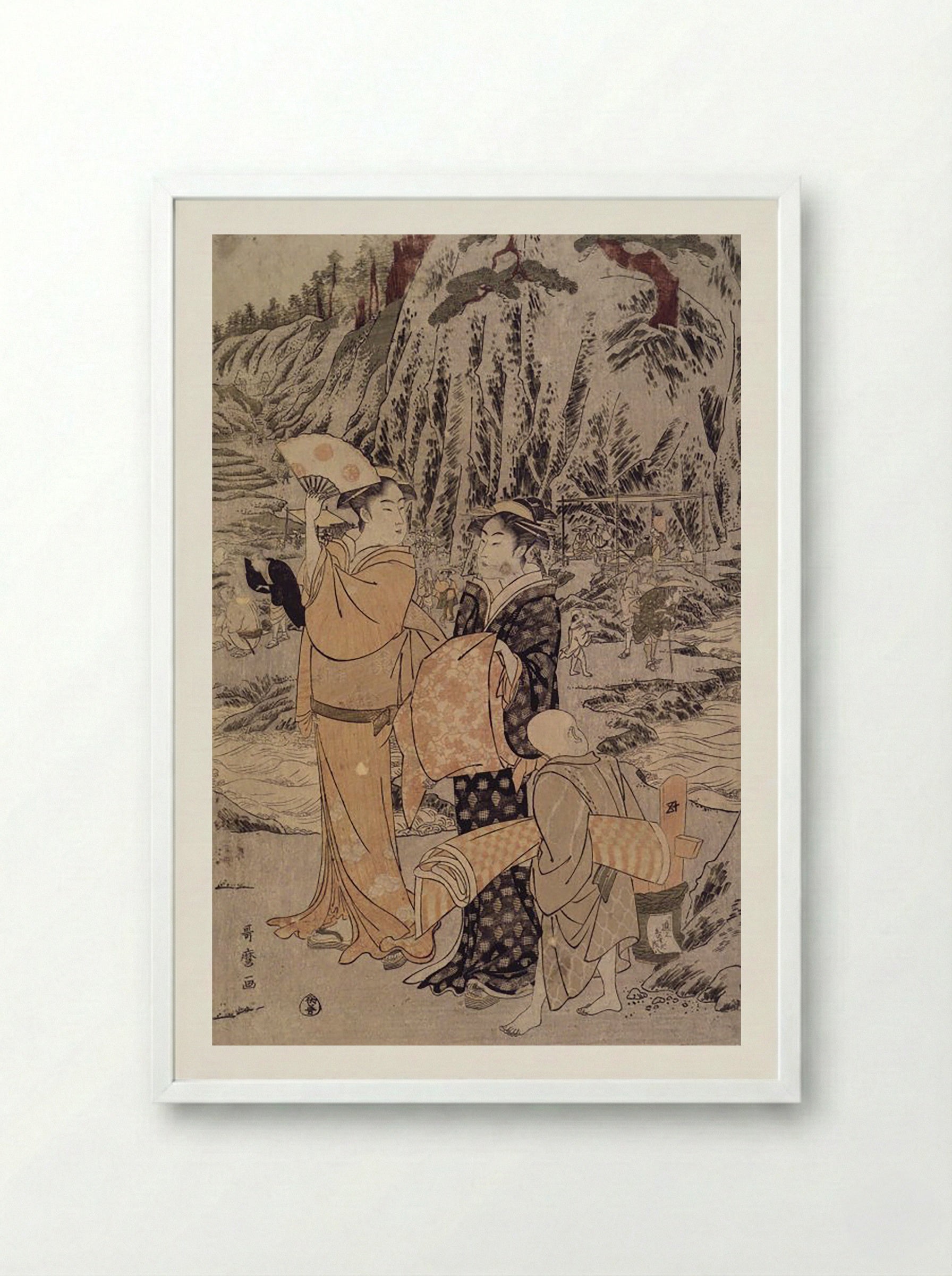Along the Shore of Yènoshim - Utagawa Toyokuni - Framed Print White