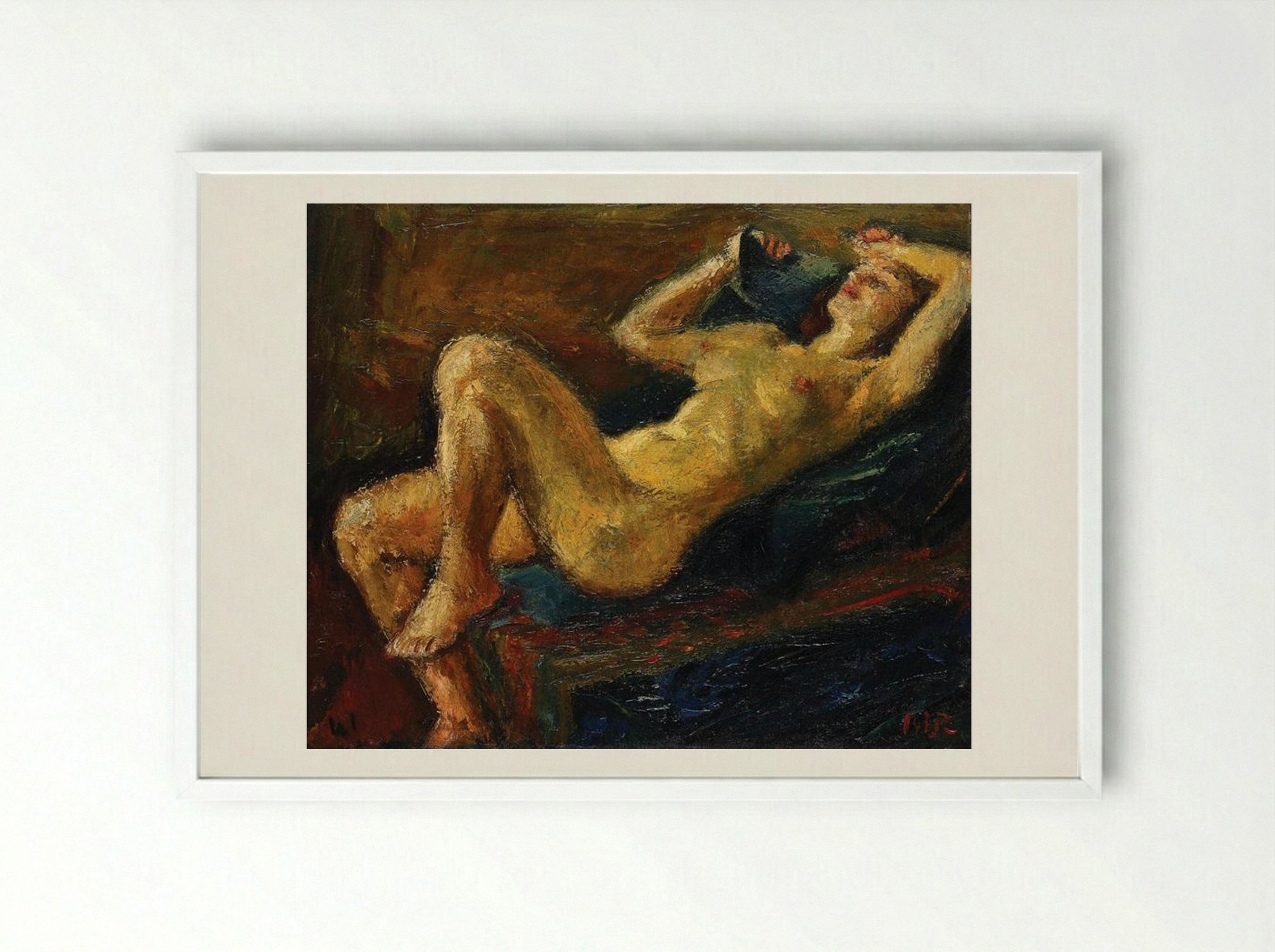 Laid Back Nude - Iosif Iser - Framed Print White