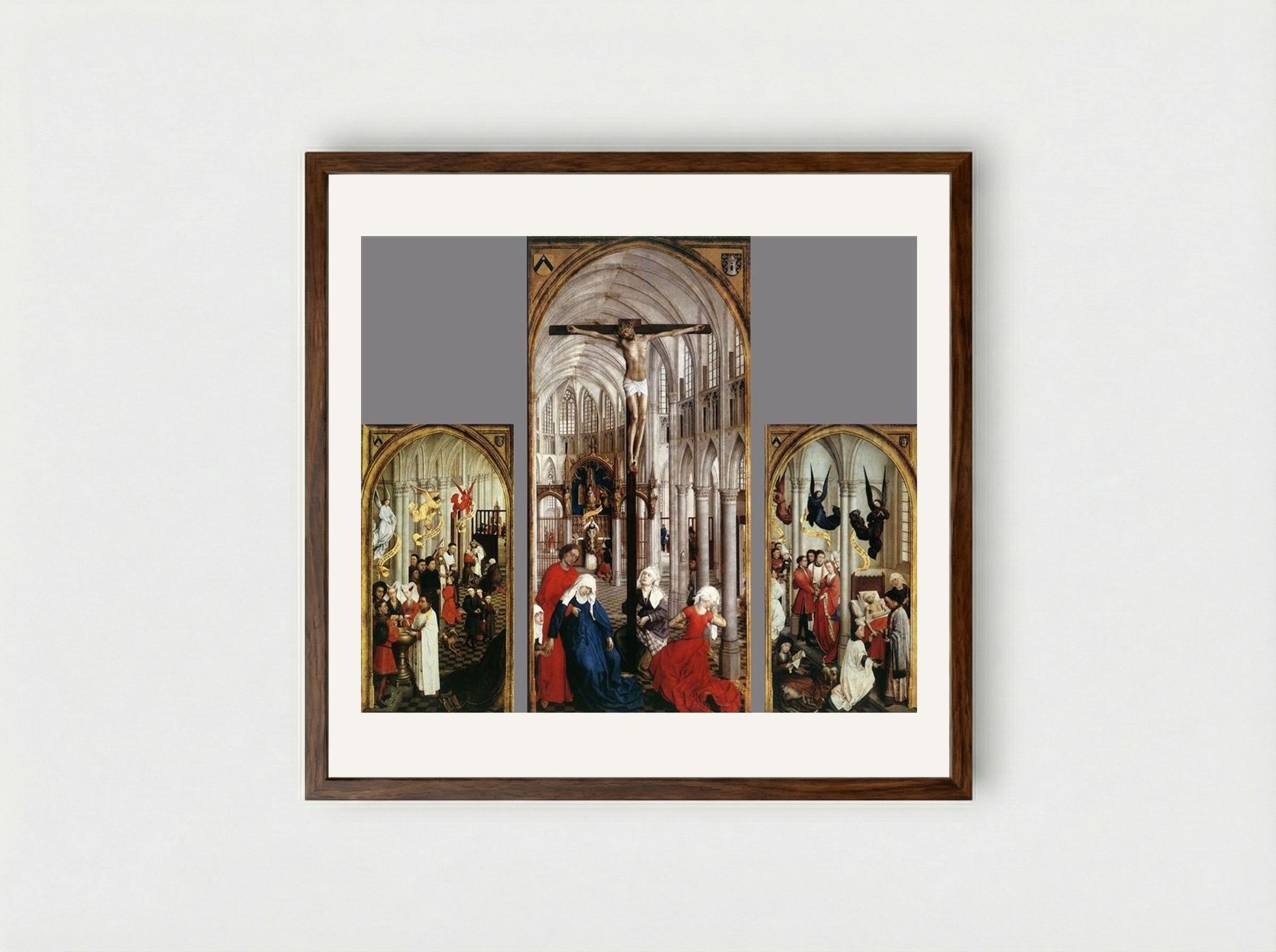 Seven Sacraments Altarpiece - Rogier van der Weyden - Framed Print Dark Wood