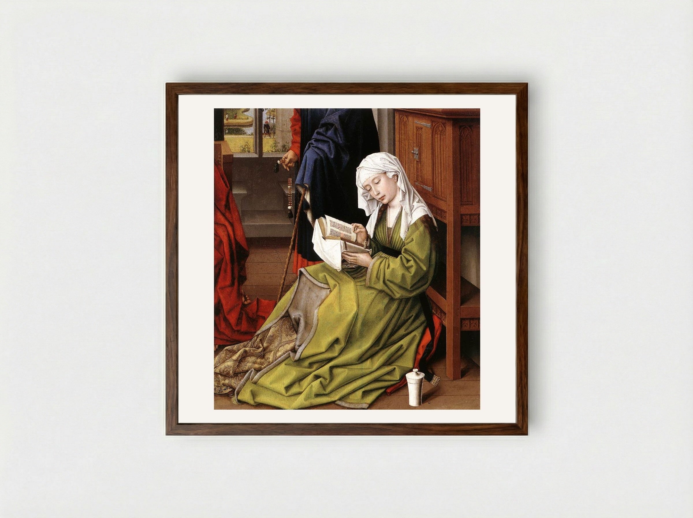 The Magdalene Reading - Rogier van der Weyden - Framed Print Dark Wood