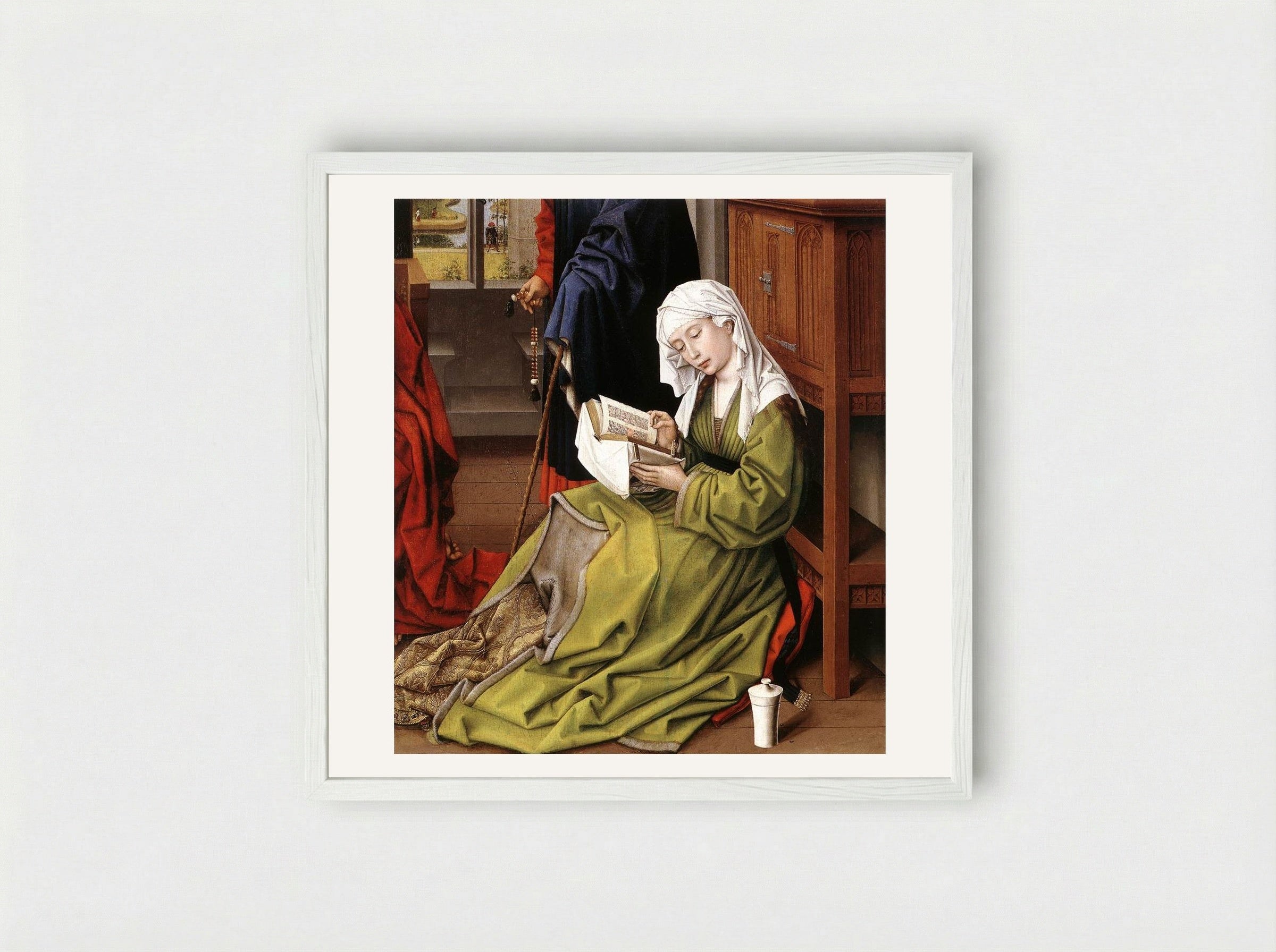 The Magdalene Reading - Rogier van der Weyden - Framed Print White