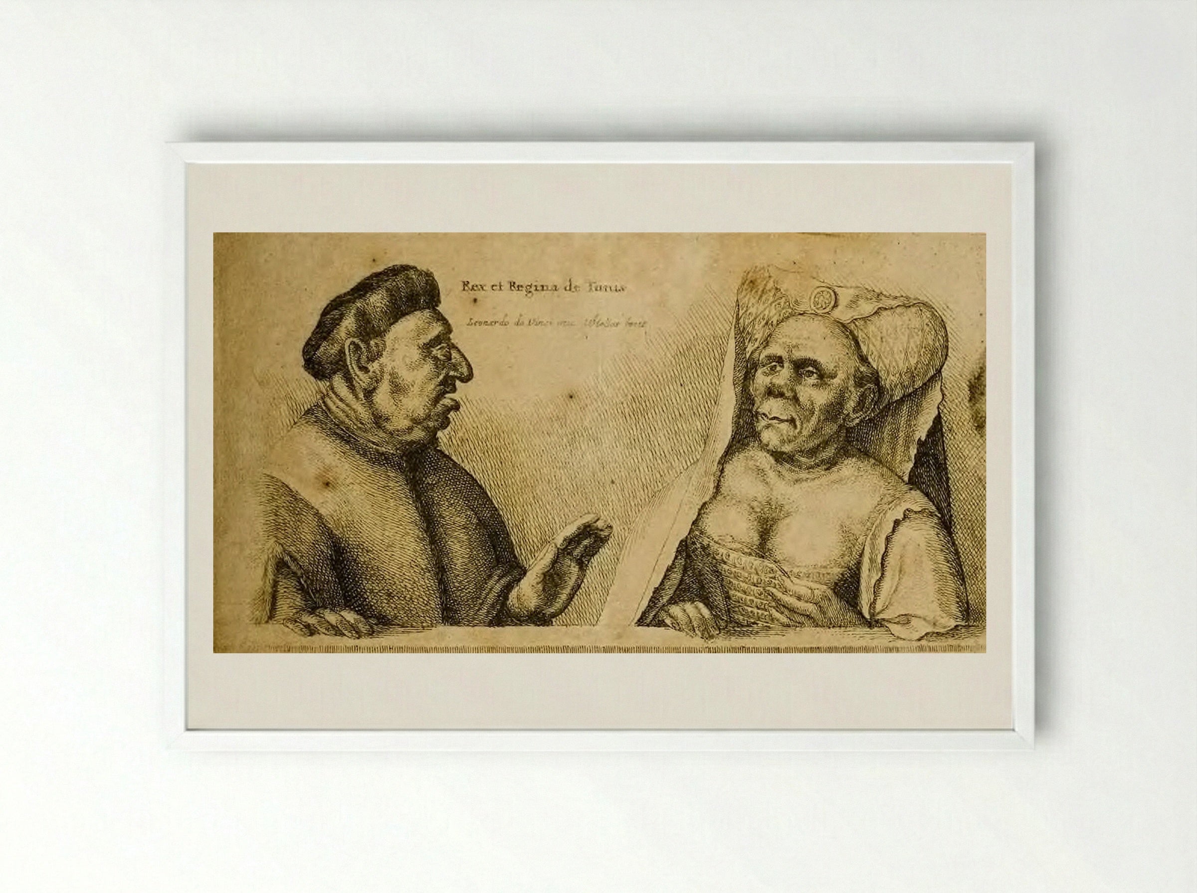The King and Queen of Tunis - Wenceslaus Hollar - Framed Print White