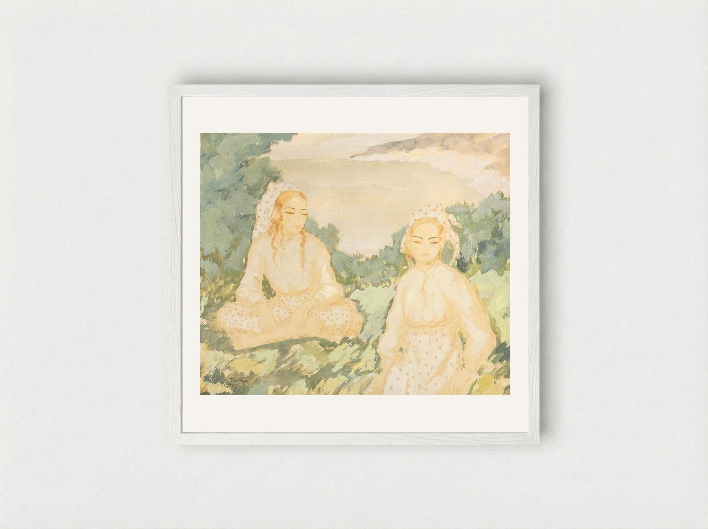 Turk Women in Balcic - Nicolae Tonitza - Framed Print White