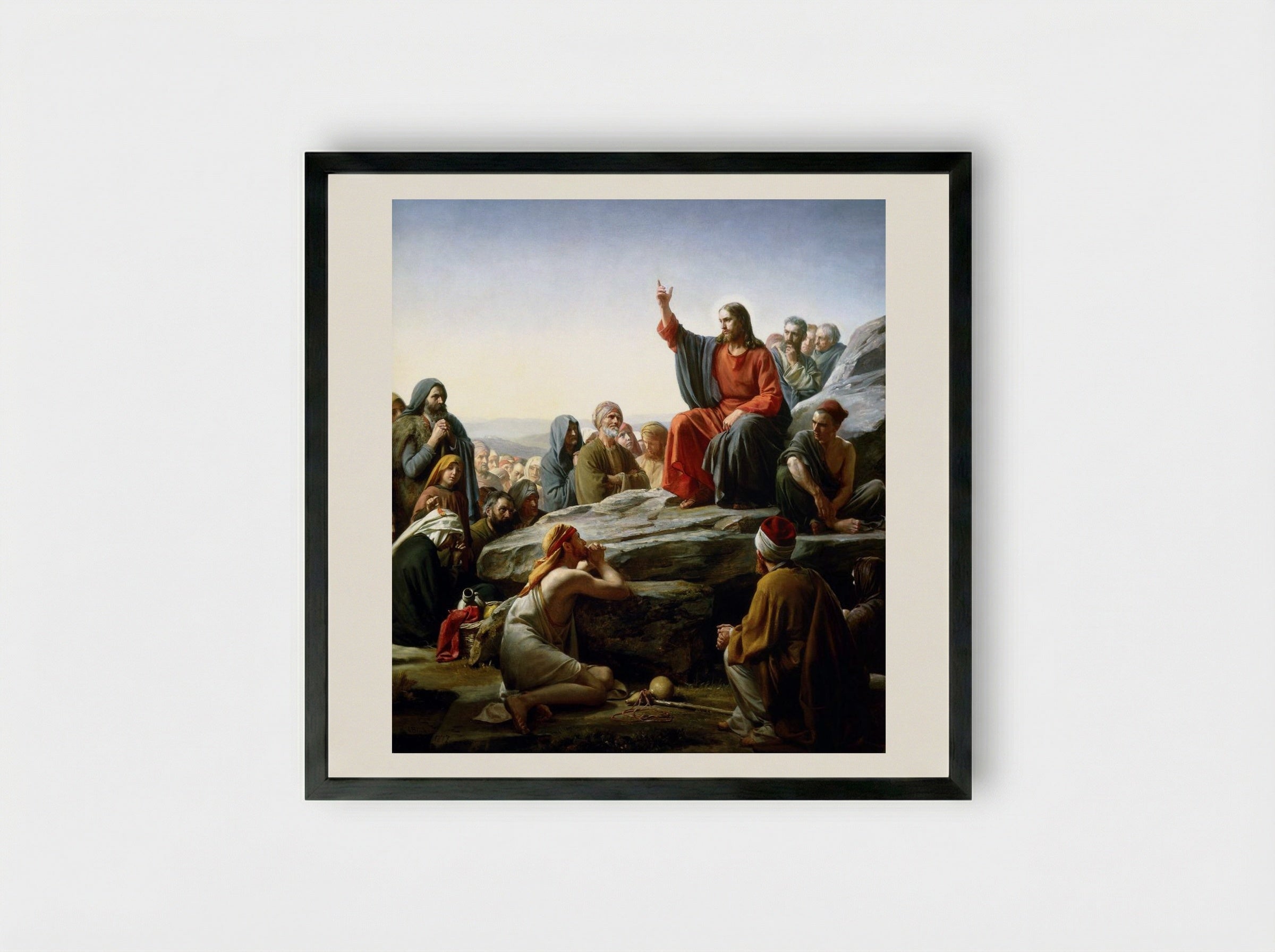 The Sermon on the Mount - Carl Bloch - Framed Print Black