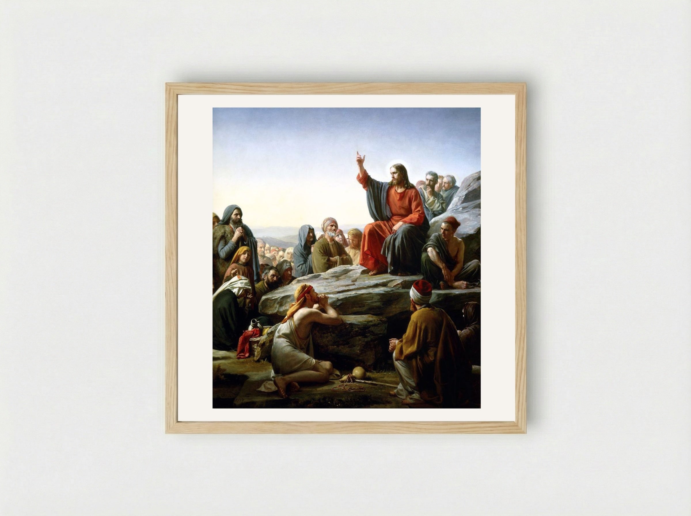 The Sermon on the Mount - Carl Bloch - Framed Print Wood