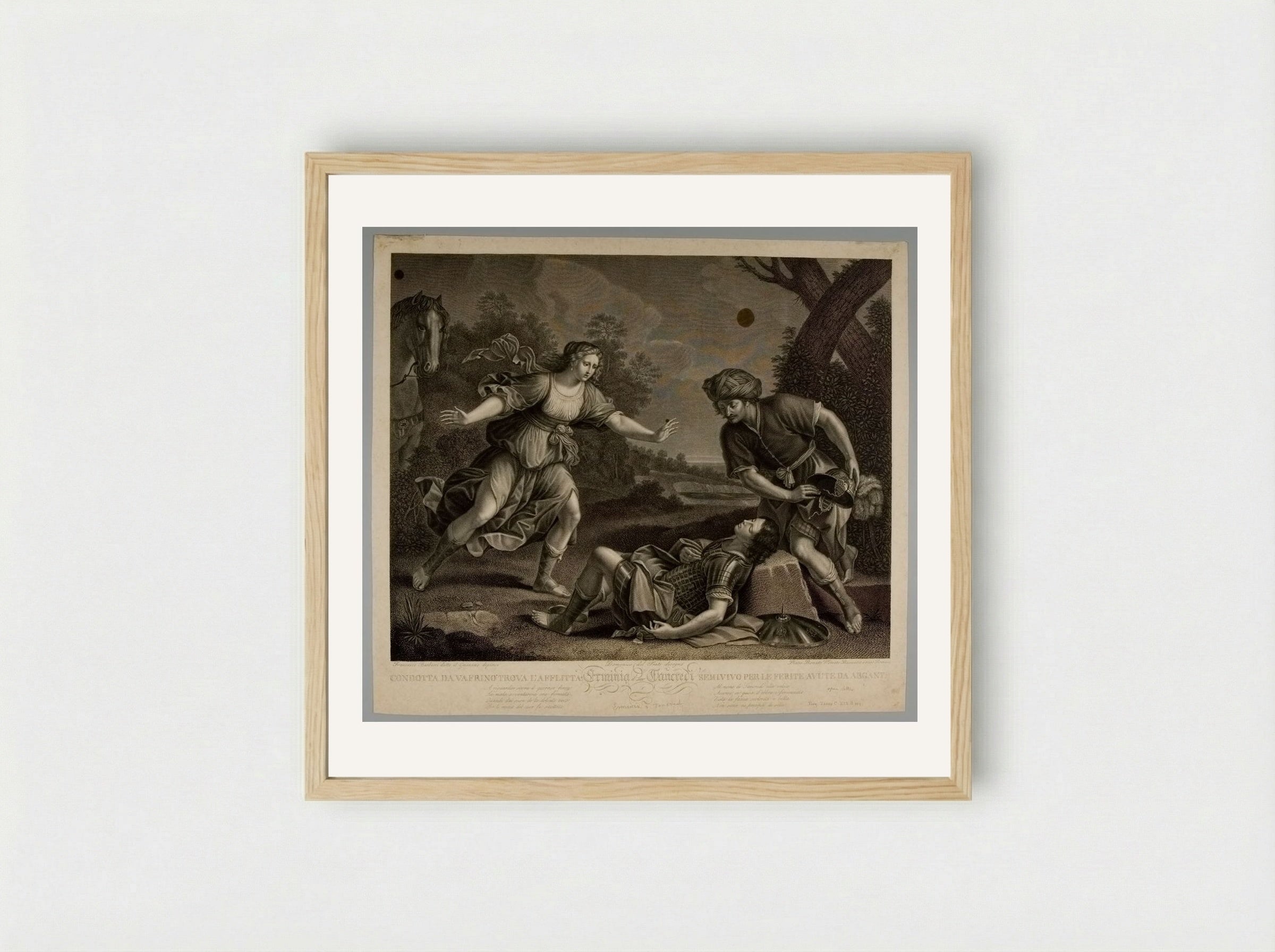 Tancred and Erminia - Pietro Bonato - Framed Print Wood
