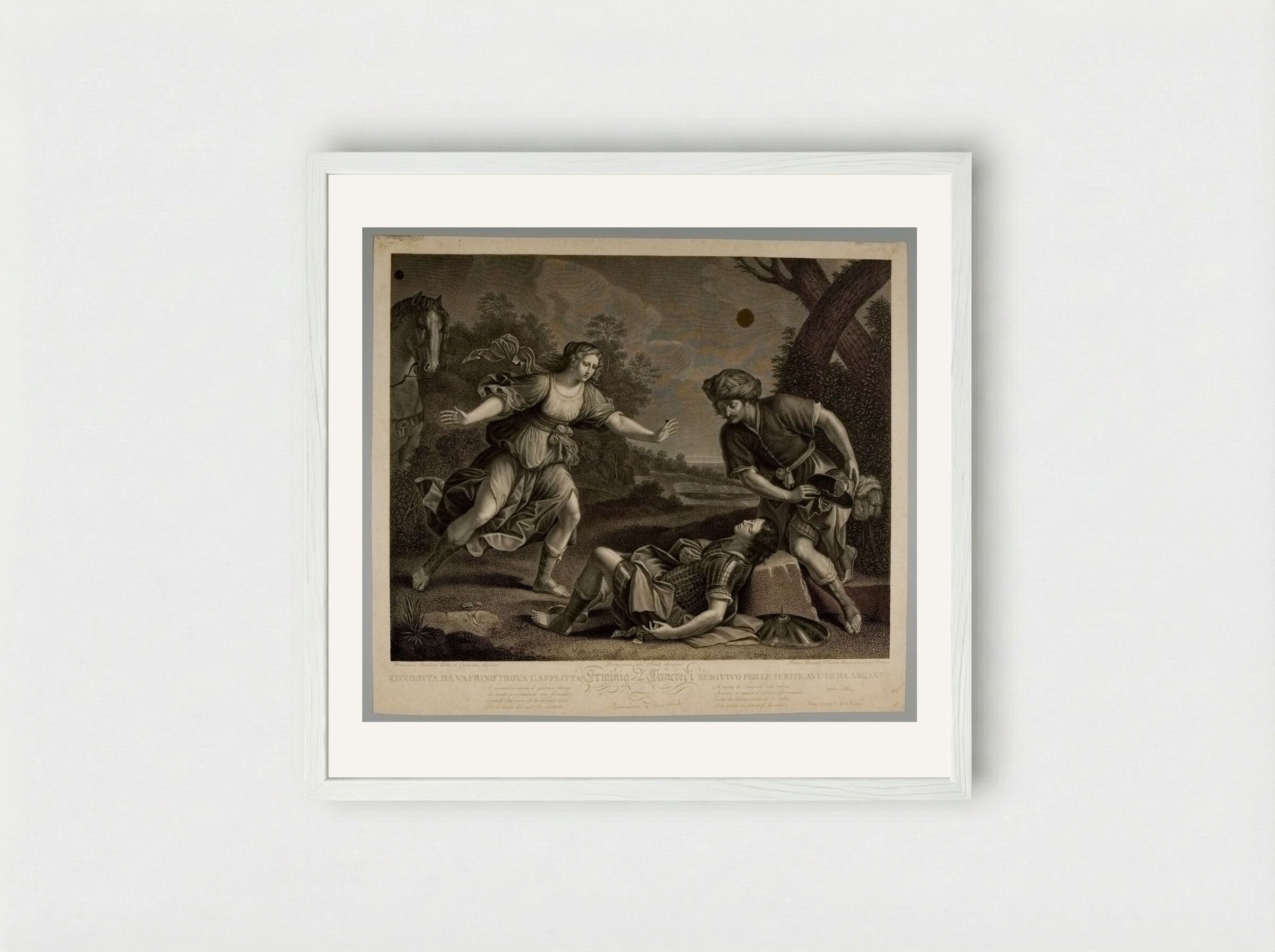 Tancred and Erminia - Pietro Bonato - Framed Print White