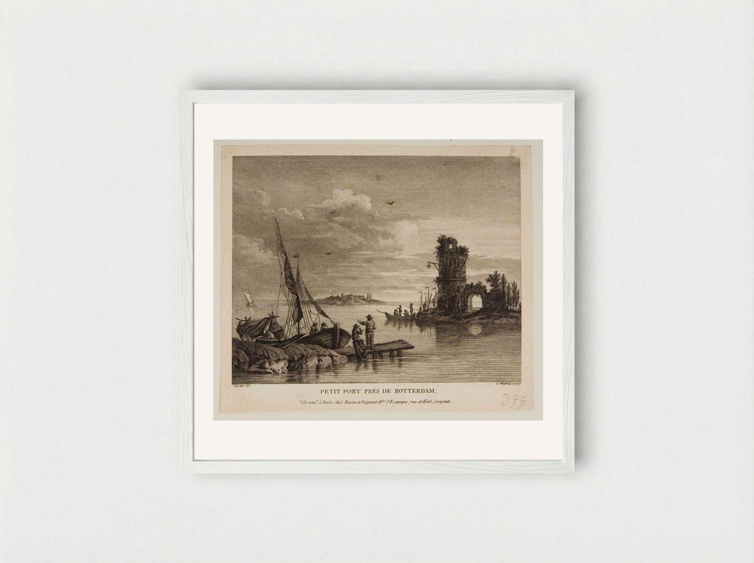 Small Port Near Rotterdam - Carl Wilhelm Weisbrod - Framed Print White