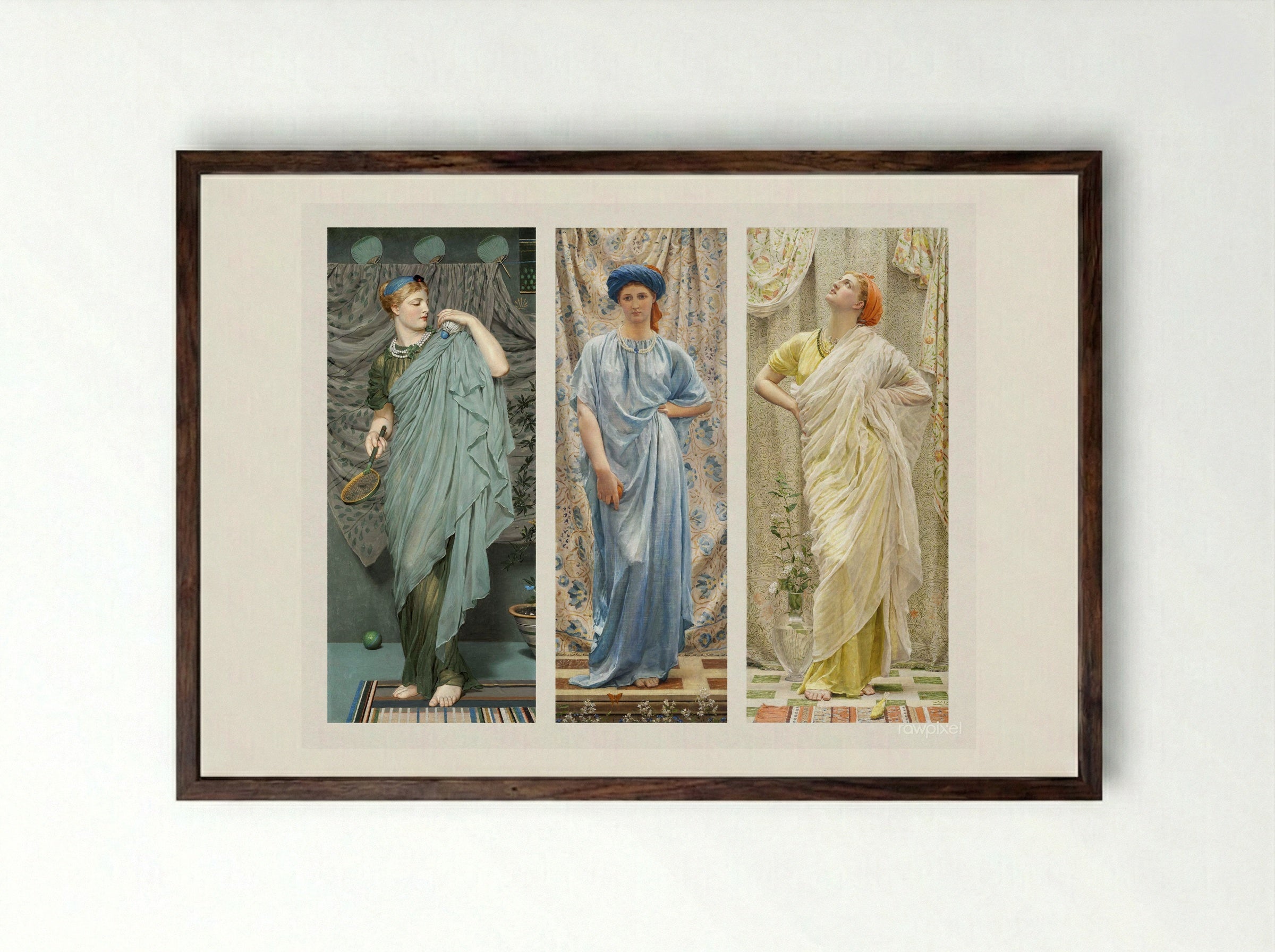 Battledore - Albert Joseph Moore - Framed Print Dark Wood