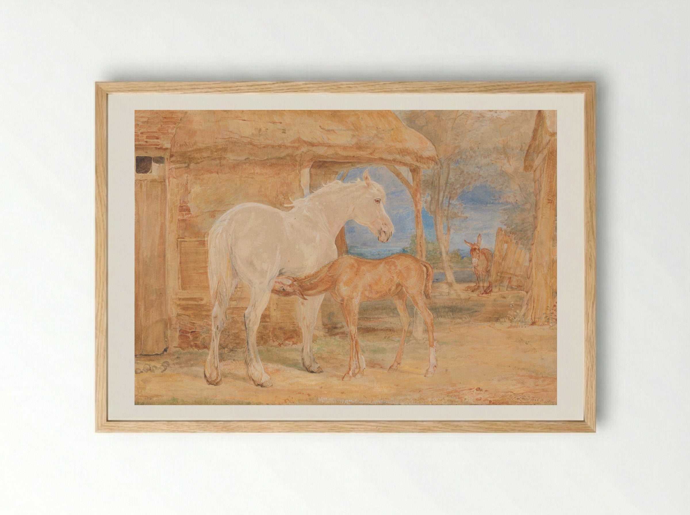 Mare and Foal - John Frederick Lewis - Framed Print Wood
