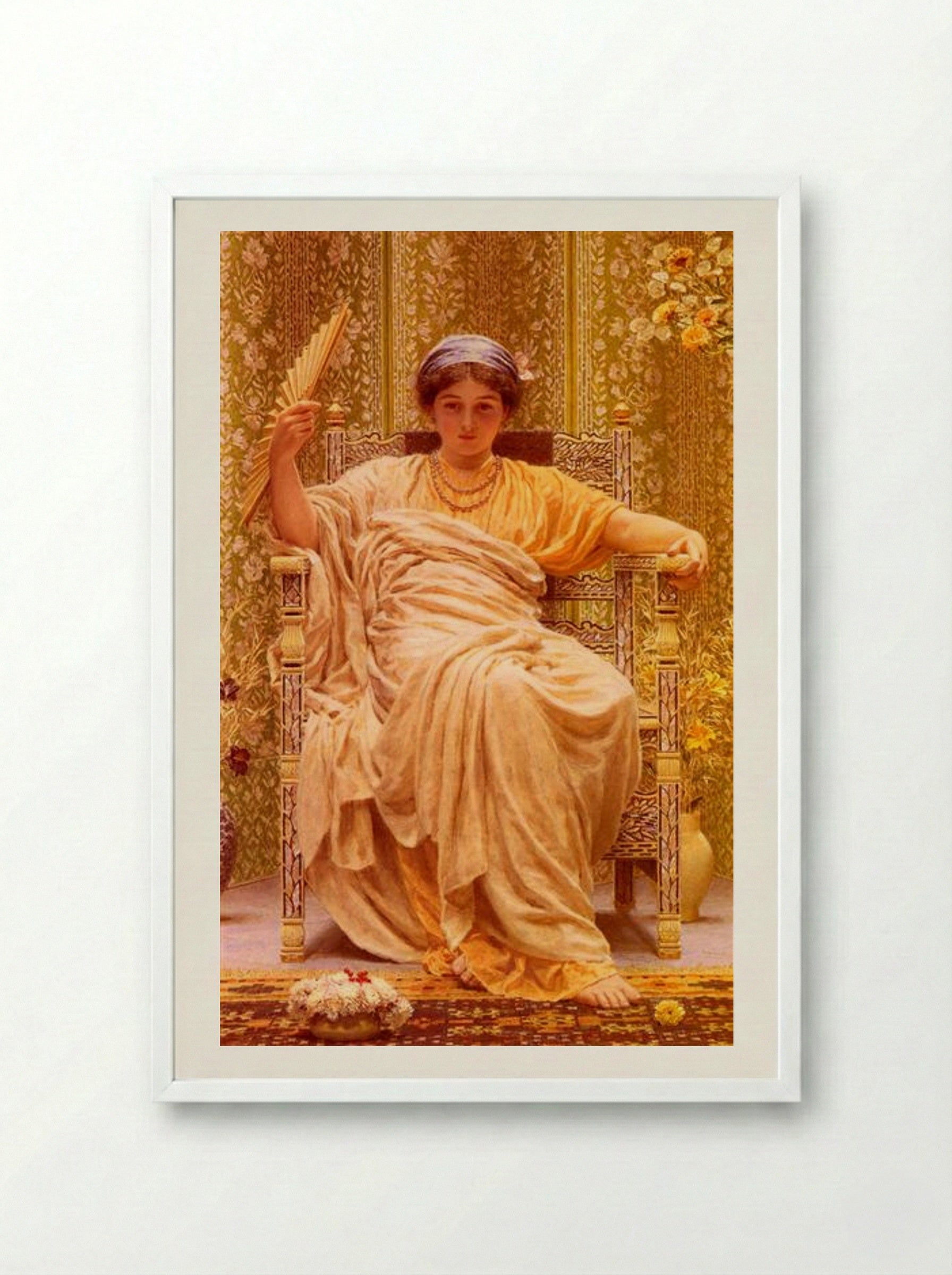 A Reverie - Albert Joseph Moore - Framed Print White