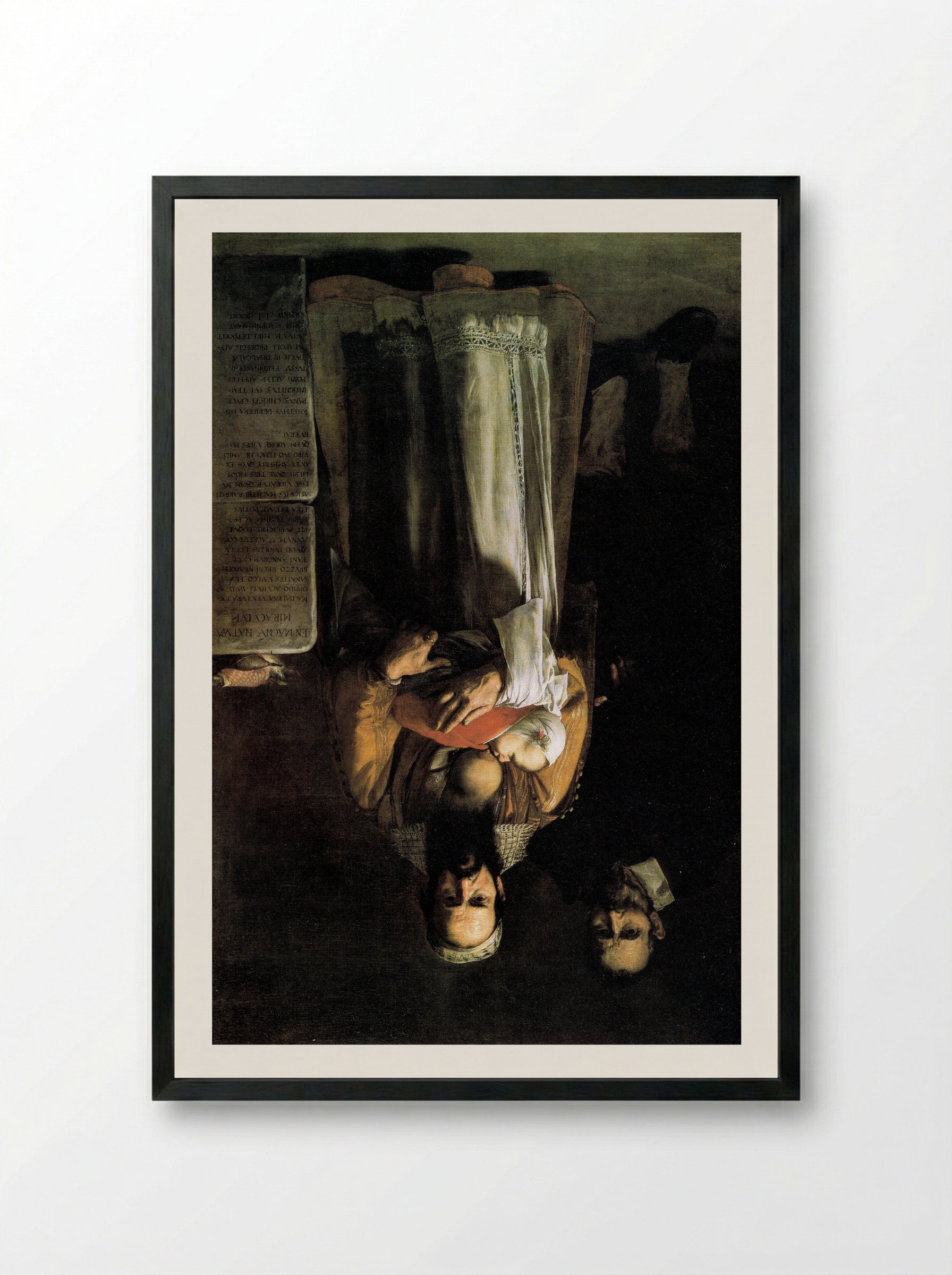 Magdalena Ventura with Her Husband and Son - Jusepe de Ribera - Framed Print Black
